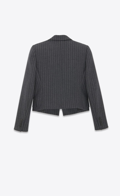 SAINT LAURENT cropped jacket in rive gauche striped flannel outlook