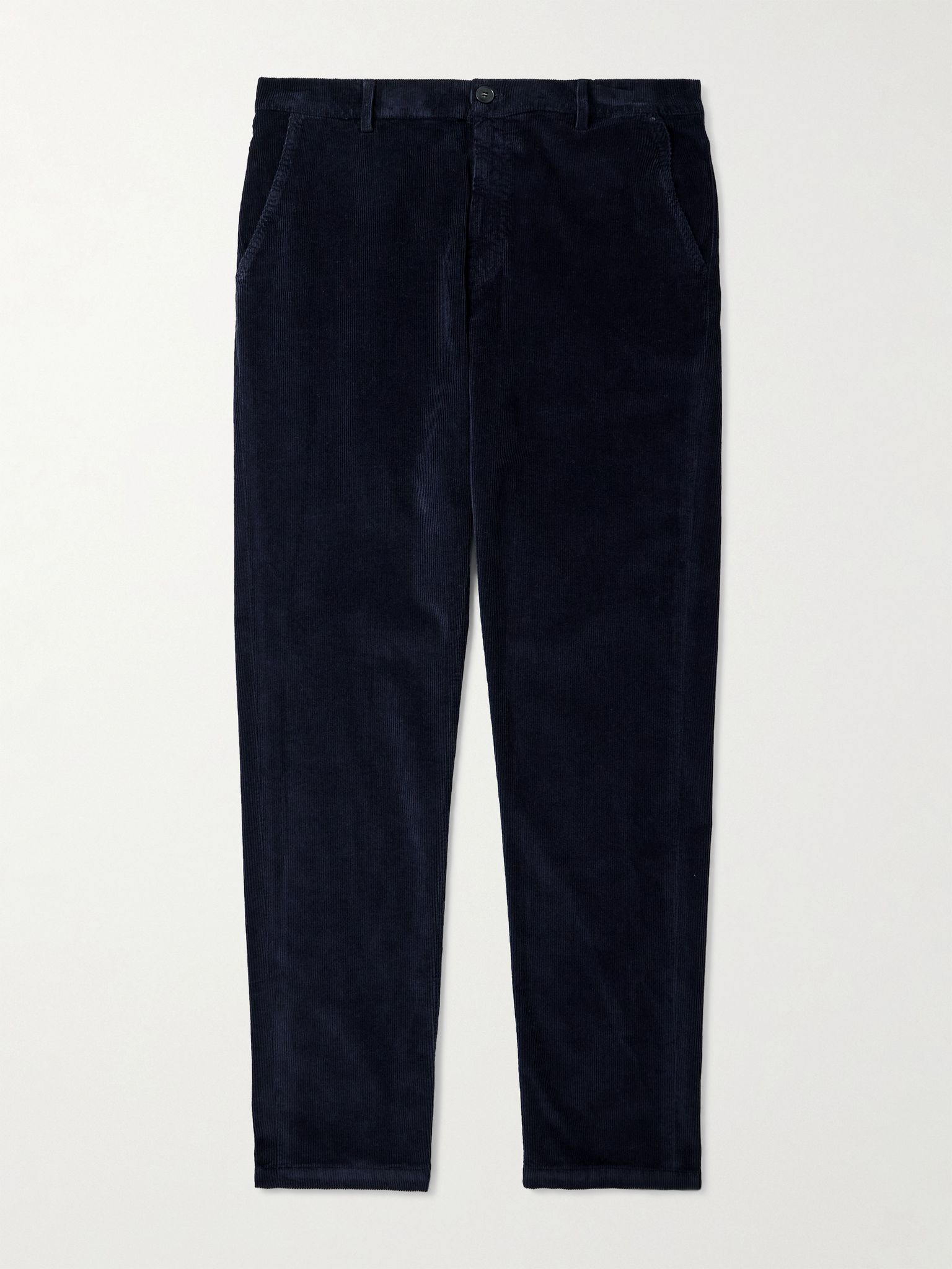 Tapered Garment-Dyed Stretch Cotton and Modal-Blend Corduroy Trousers Navy - 1