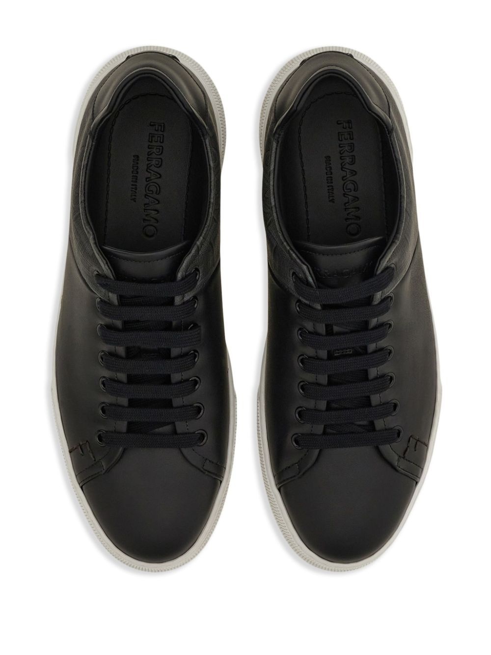 Ferragamo Men Leather And Jacquard Fabric Monogram Clayton Sneakers - 5
