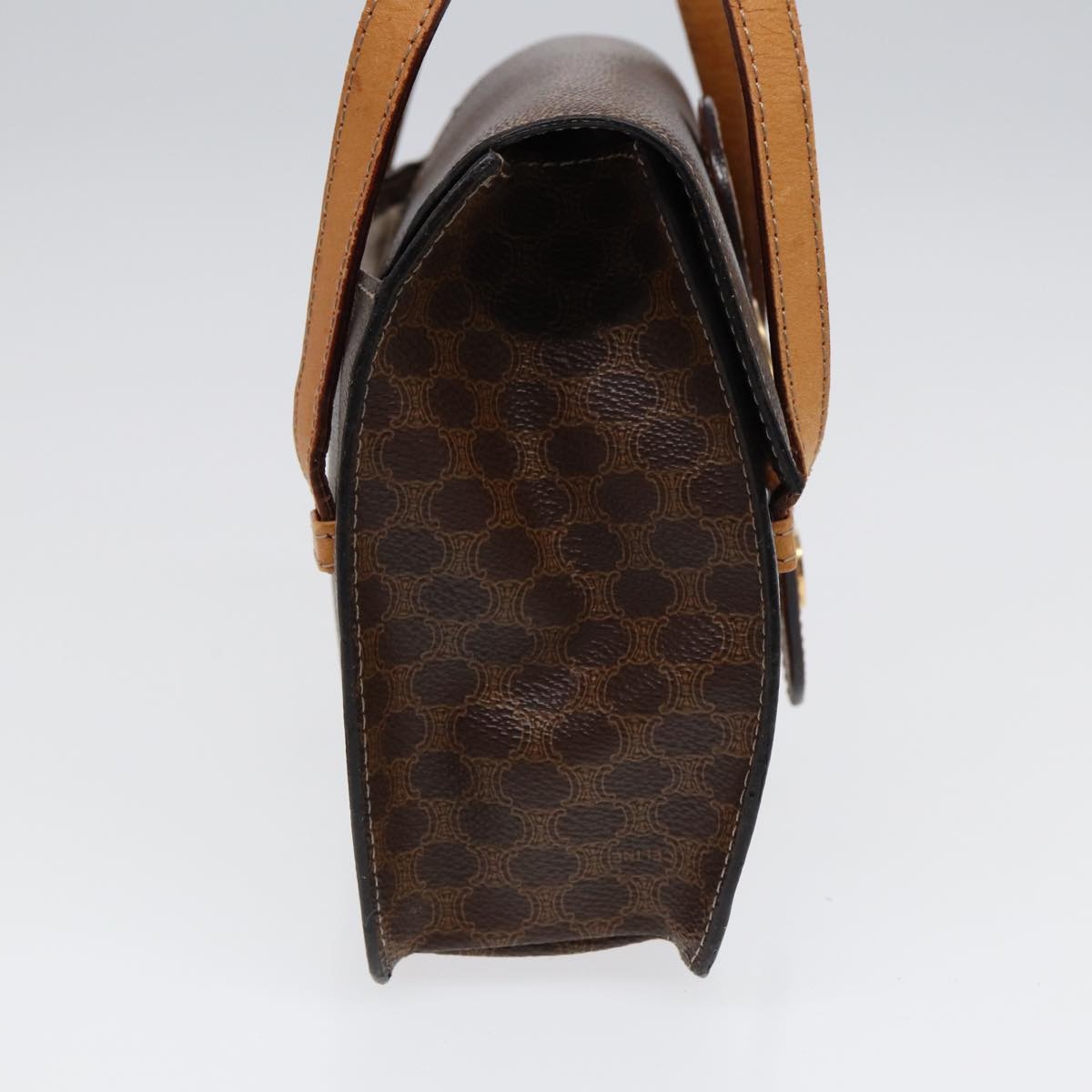 CELINE Macadam Canvas Hand Bag Pvc Leather Brown Gold - 4