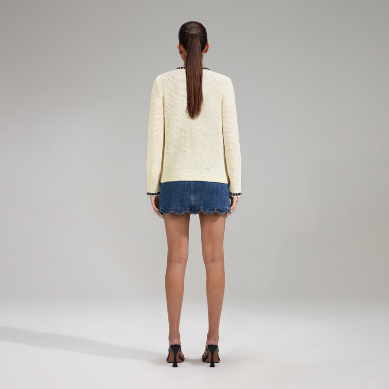 self-portrait Cream Sequin Knitted Cardigan outlook
