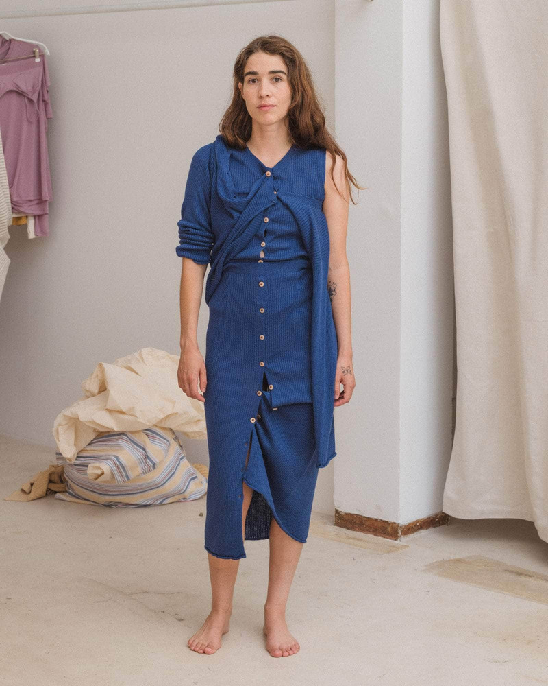 Drip Skirt - Linen Seacell Rib 6