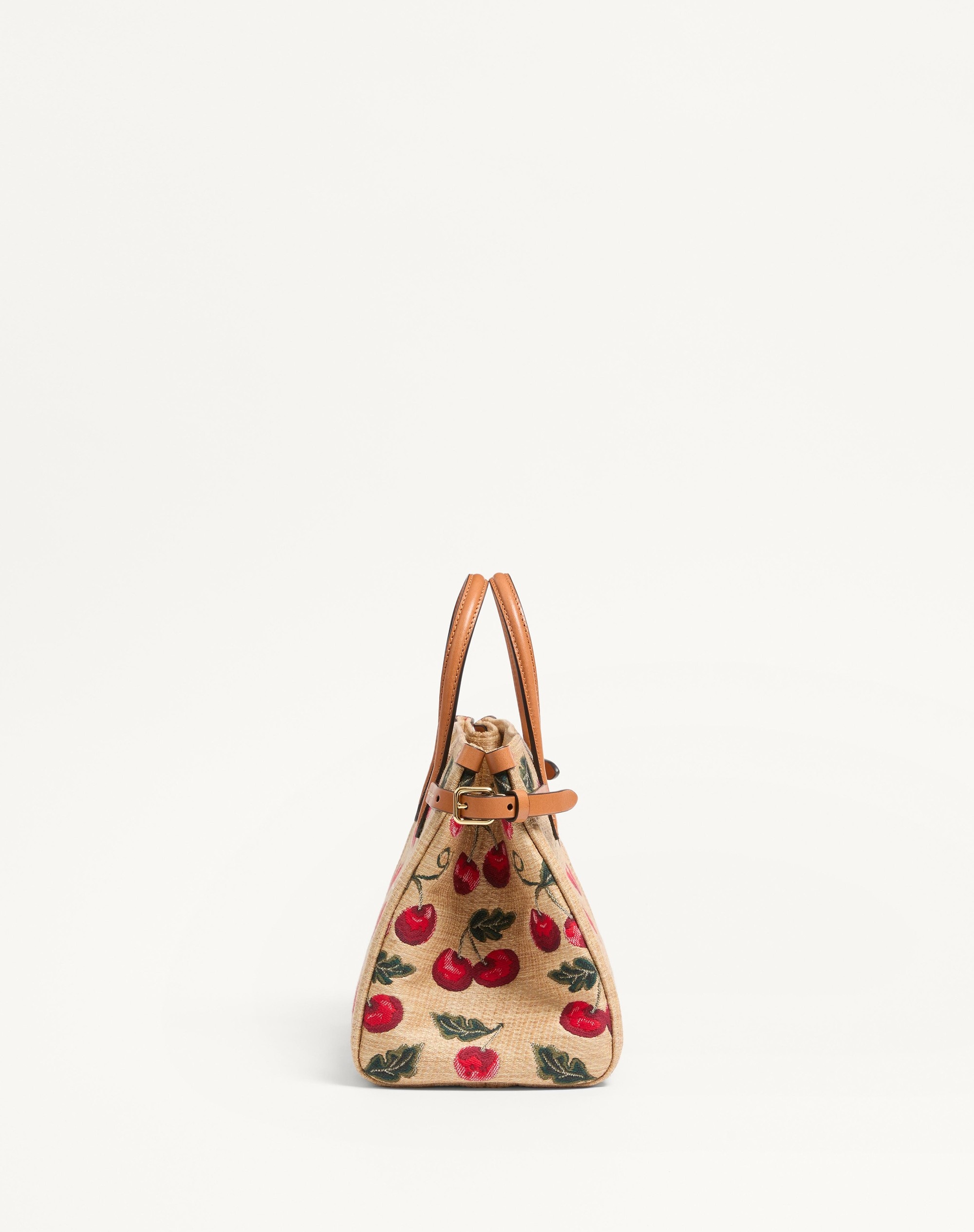 VALENTINO GARAVANI ANTIBES SMALL SHOPPING BAG IN JACQUARD RAFFIA WITH CHERRYFIC PATTERN - 3