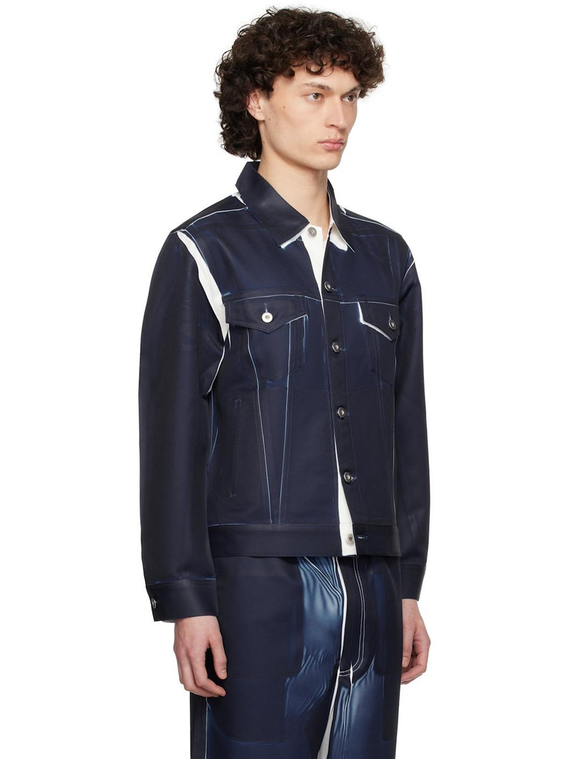 Navy Overprint Trucker Jacket 2