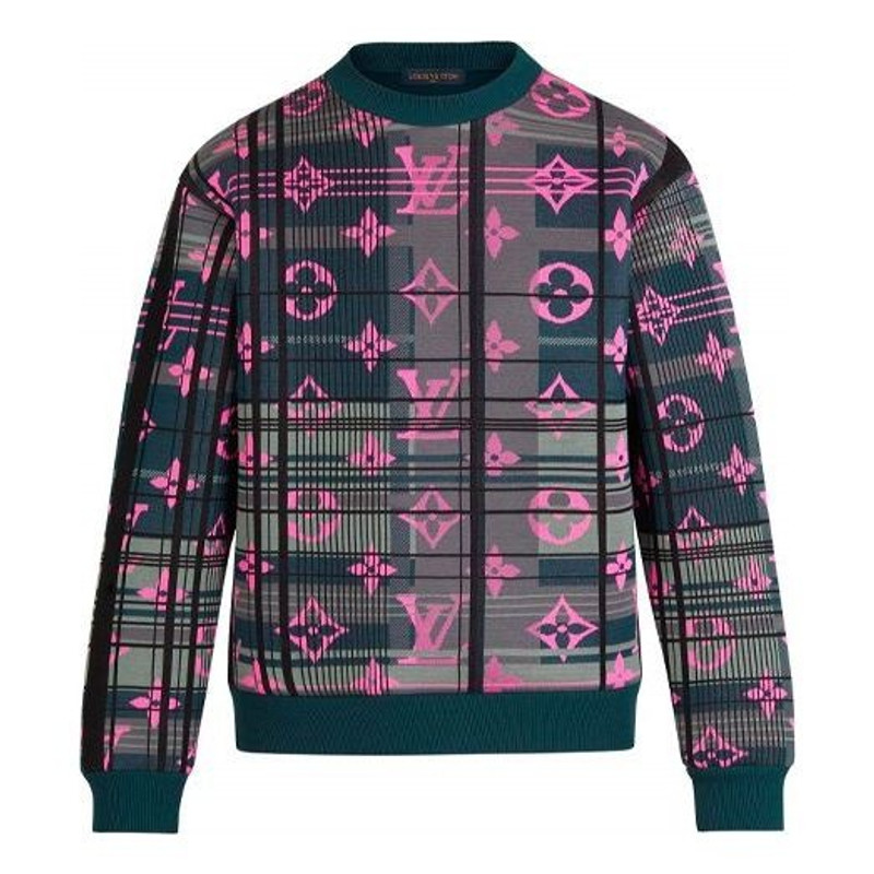 LOUIS VUITTON LV SS21 Monogram Crewneck Pullover Long Sleeve Sweatshirt For Men Green 1A8P0J - 1