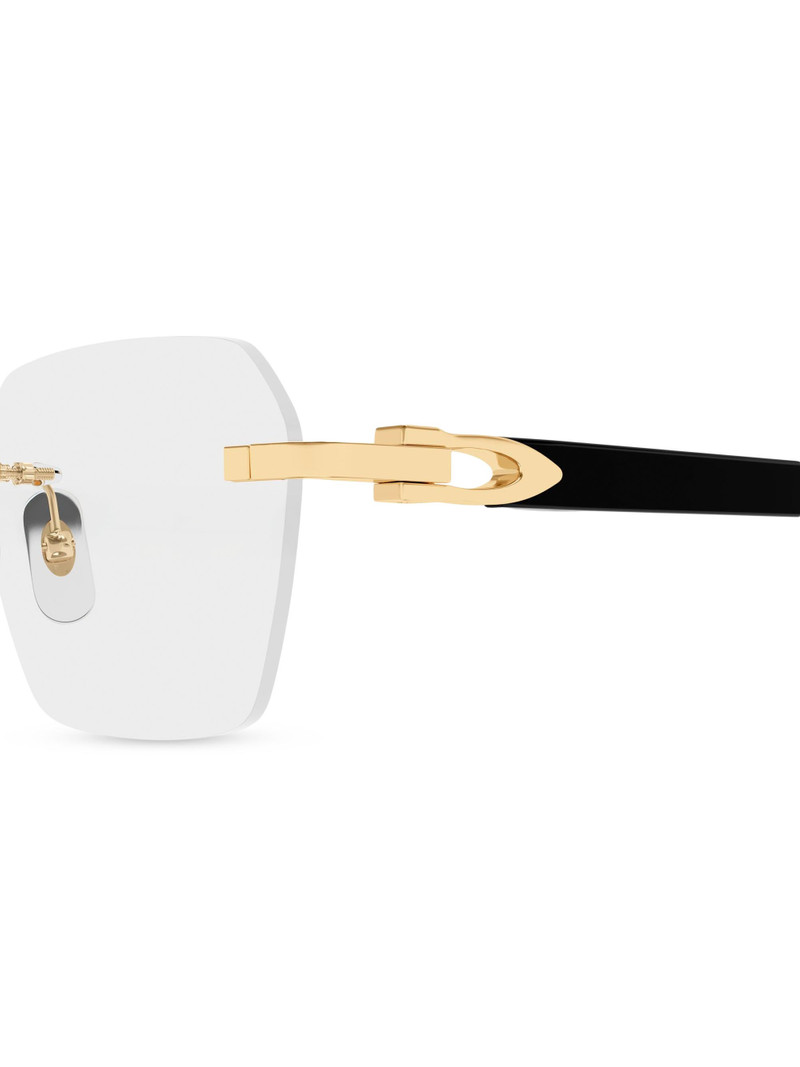 Men's C Decor 24K-Gold-Plated Rimless Rectangular Optical Glasses - Black Gold Clear 3