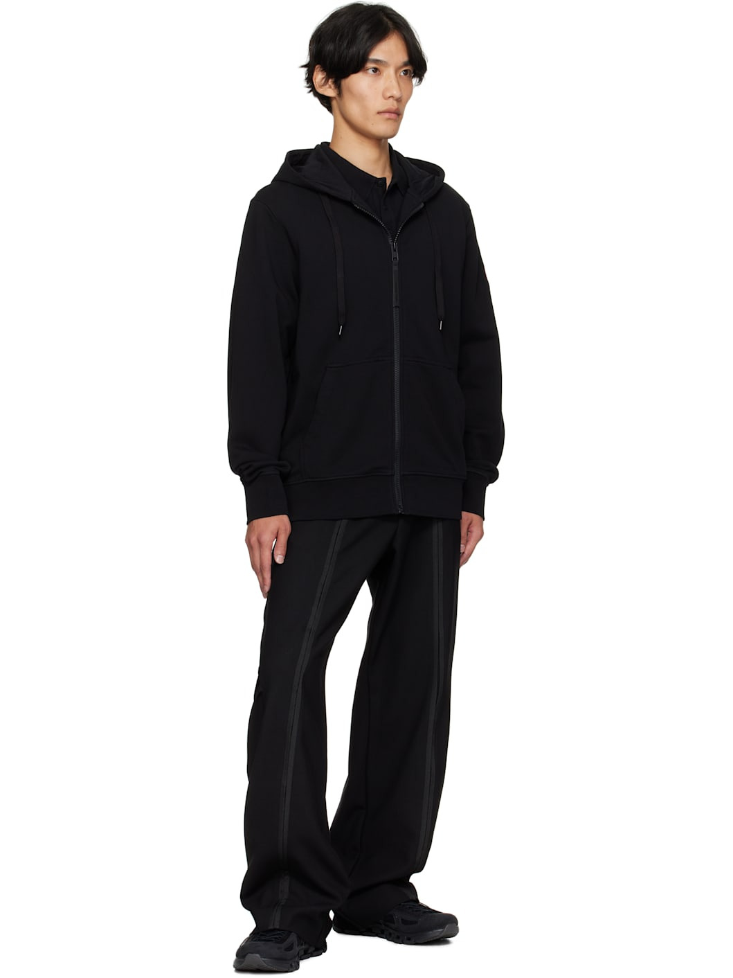 Black Sleeve Logo Full Zip Hoodie - 5