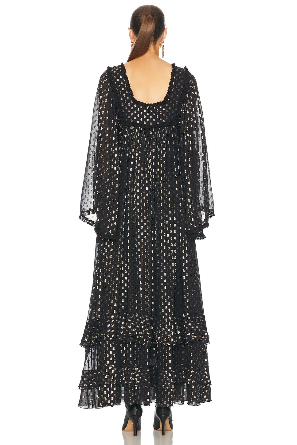 Flowy Tiered Polka Dot Long Dress - 3