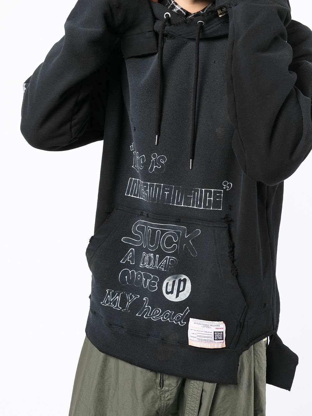 distressed-detail hoodie - 5