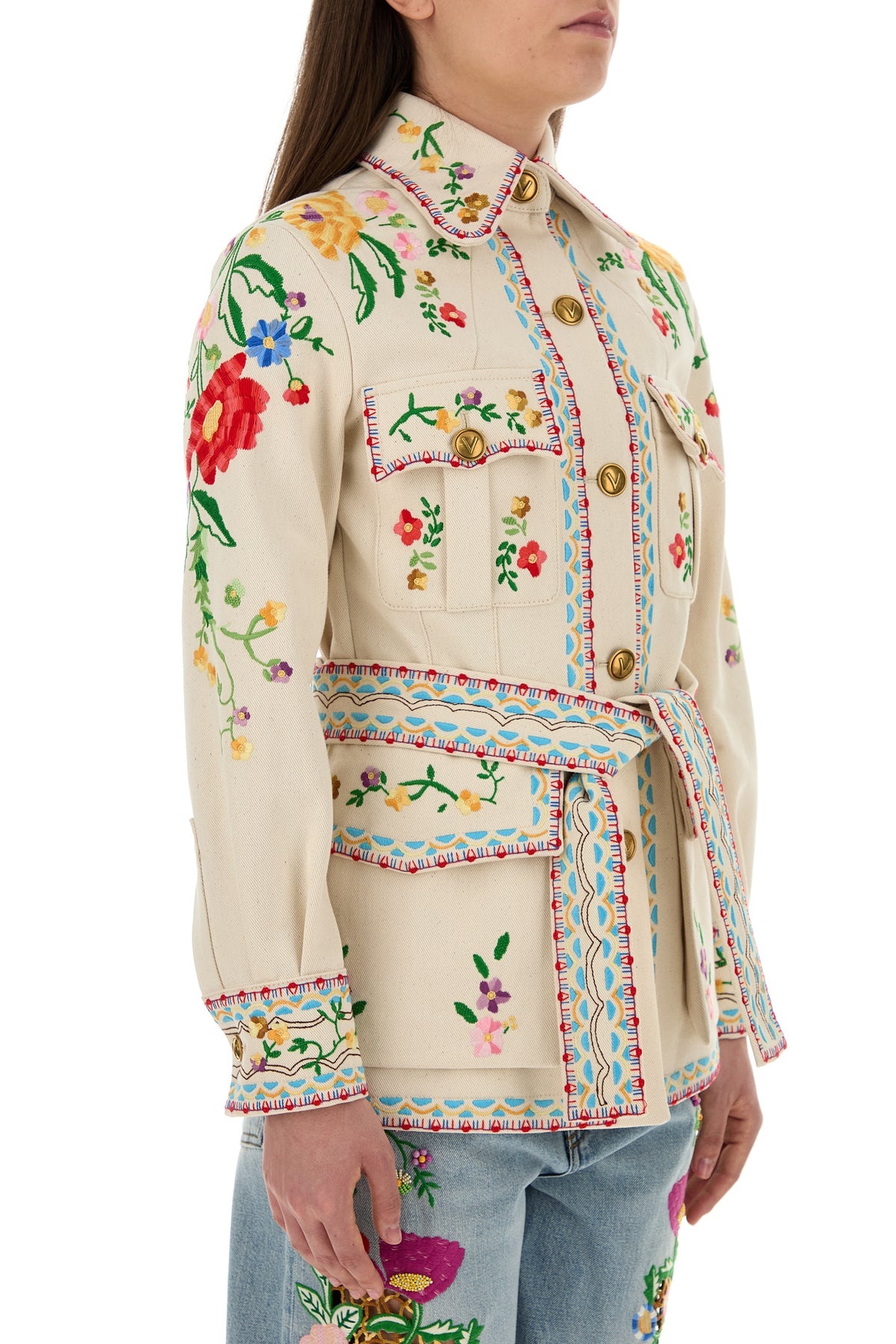 Embroidered denim blazer - 3