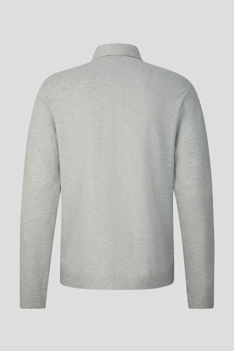 BOGNER Timon Longsleeve polo in Gray melange outlook