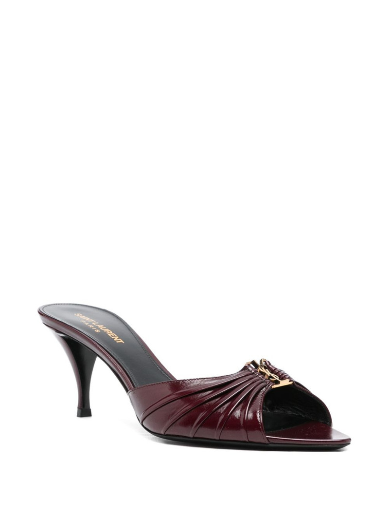 SAINT LAURENT Babylone gold-tone pleated sandals outlook