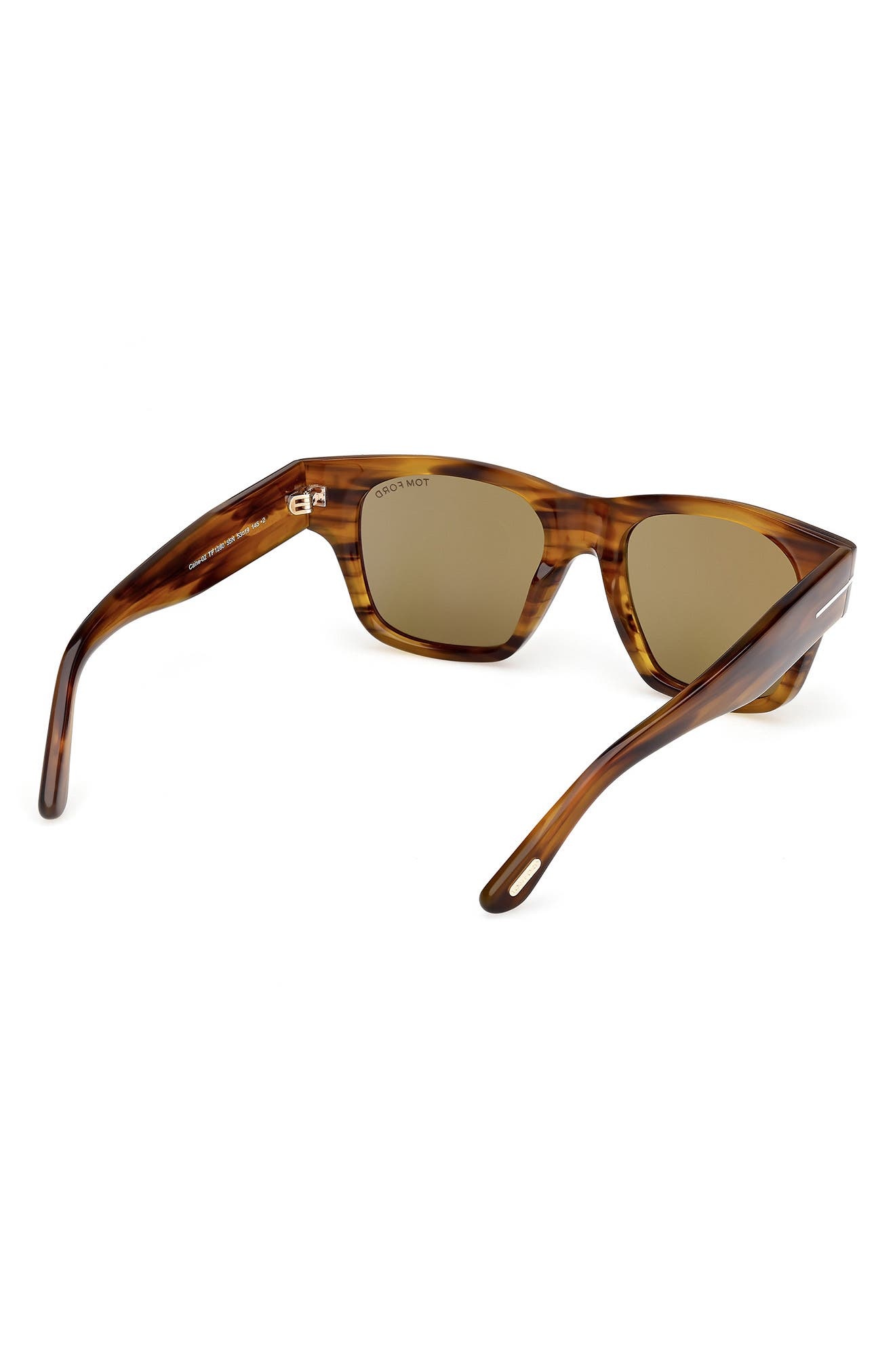 TOM FORD 53mm Square Sunglasses in Striped Brown Honey /Green at Nordstrom - 7