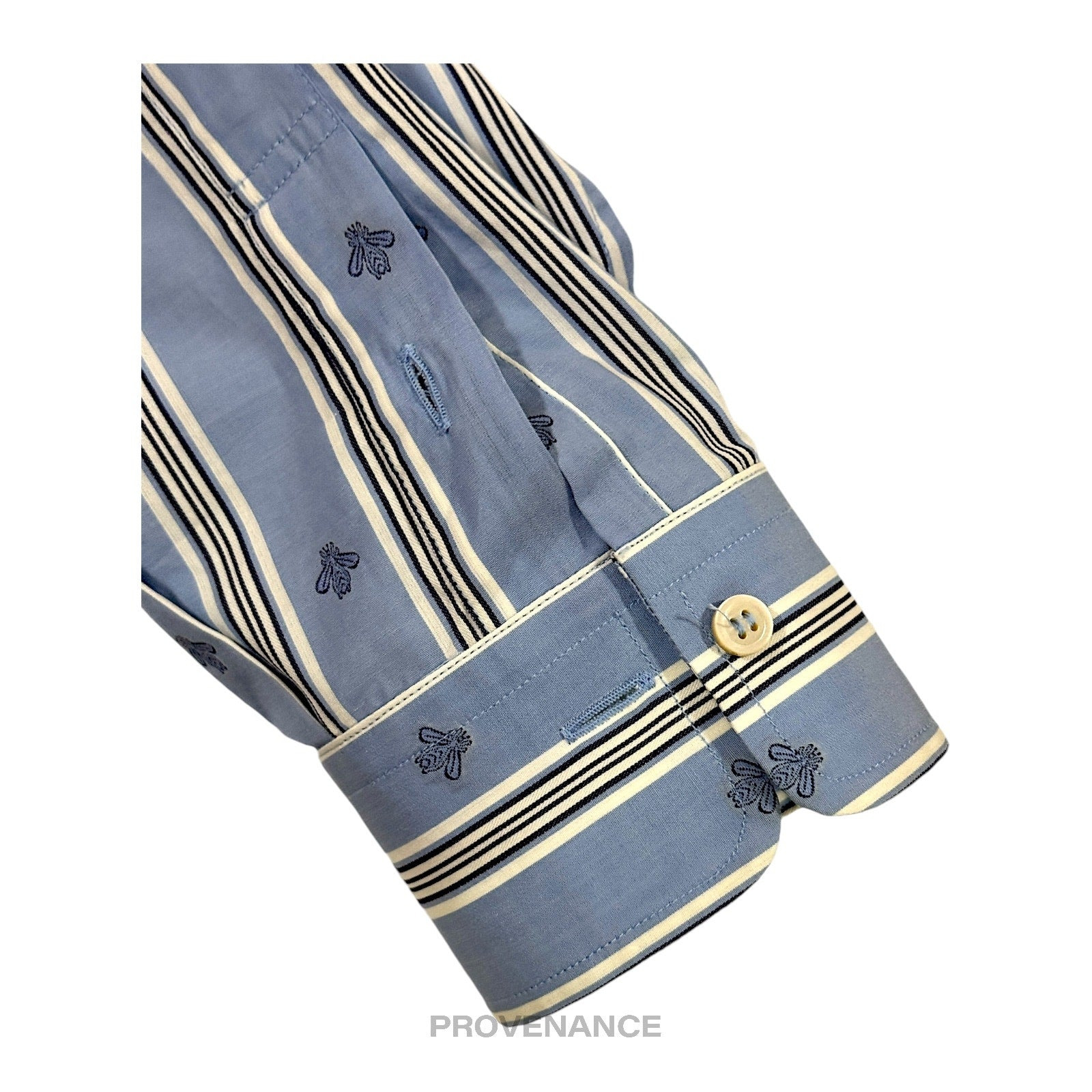 Gucci Fil Coupe Shirt - Blue Bee Stripe 38 15 - 7
