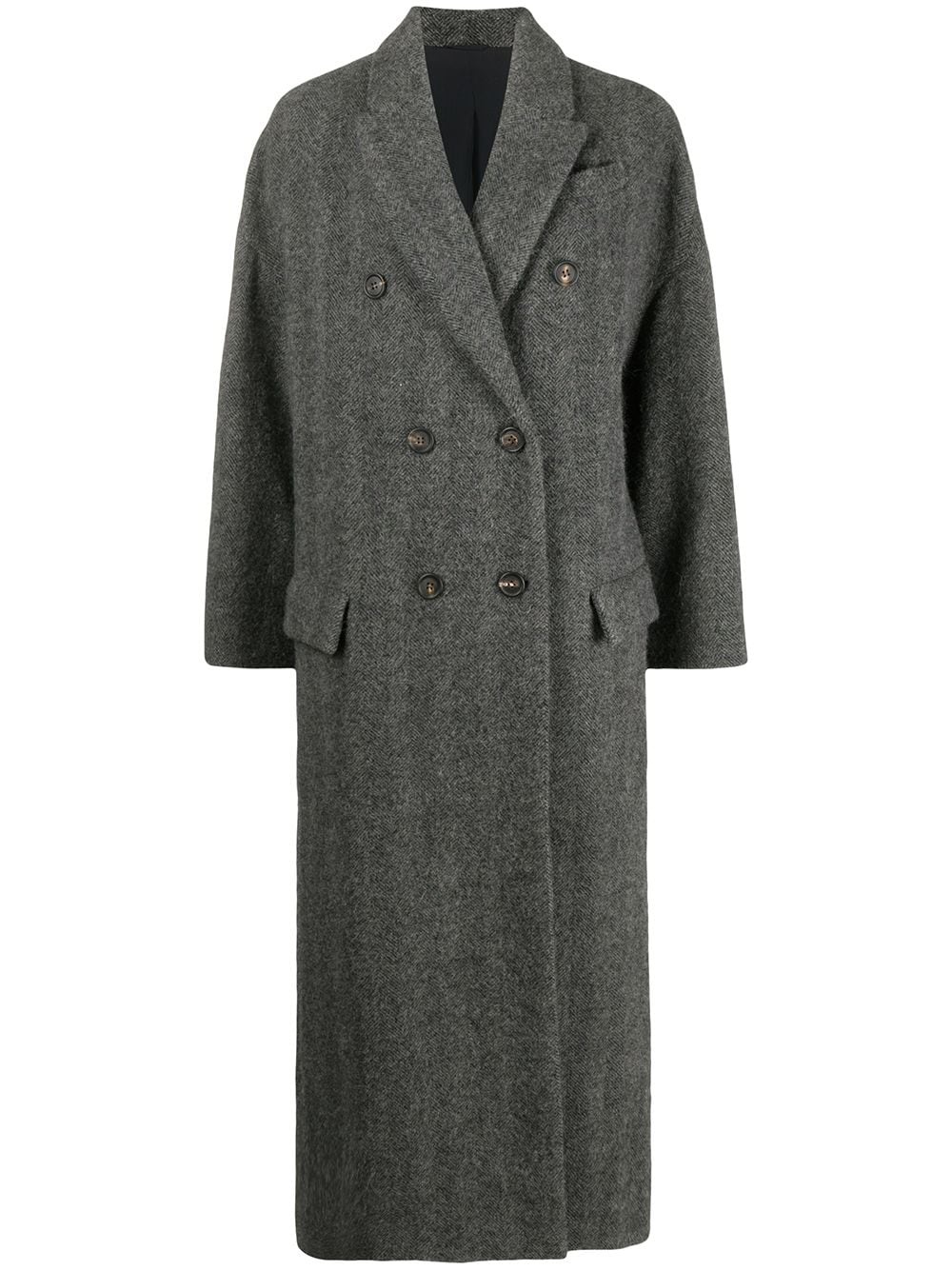 double-breasted mid-length coat - 1