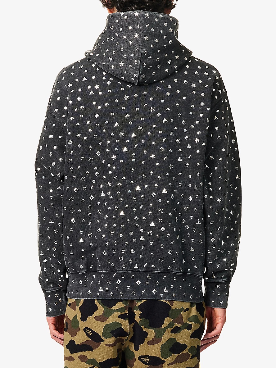 Studded Kangaroo-Pocket Cotton-Jersey Hoody - 4