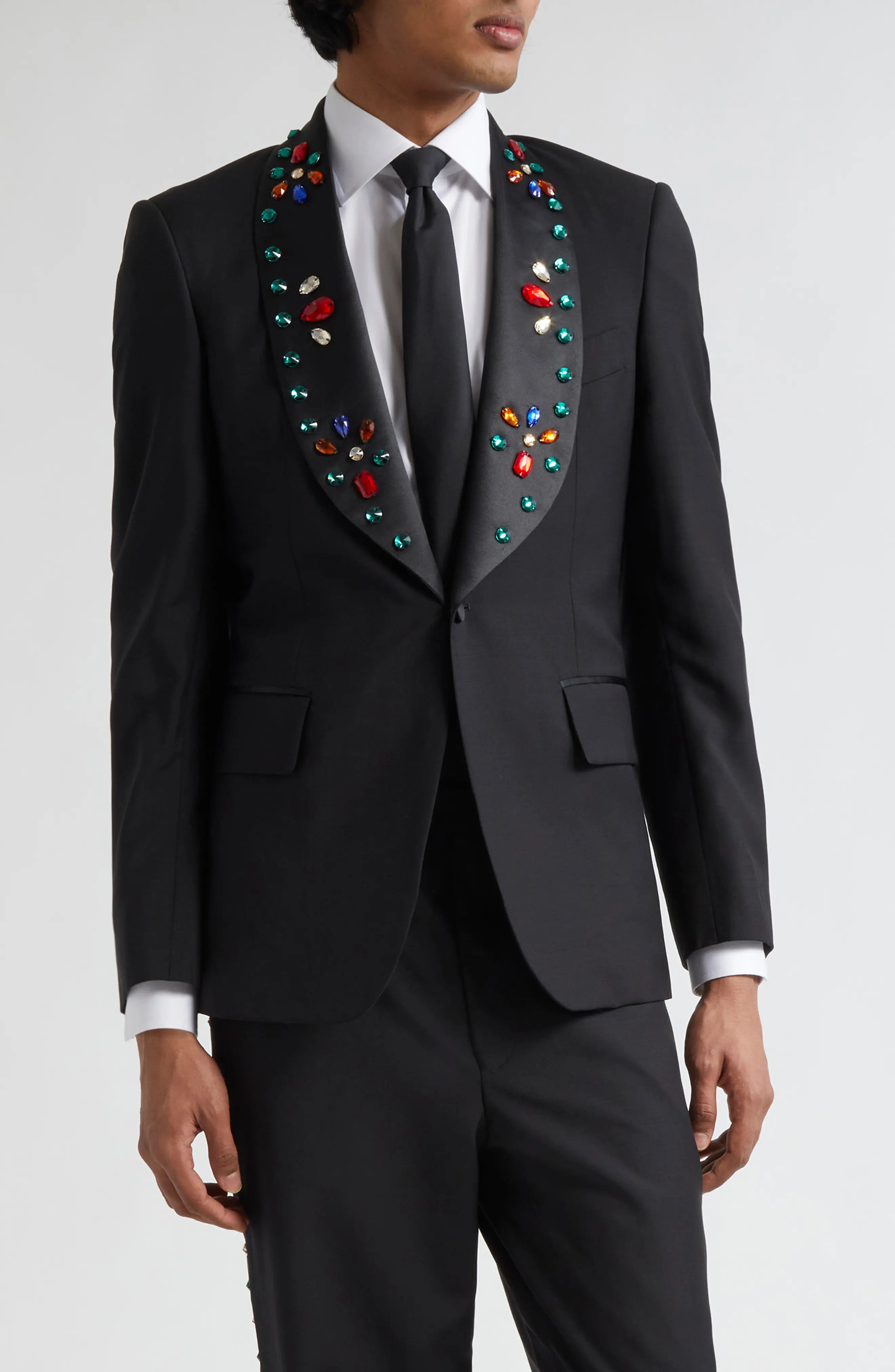 Jeweled Lapel Tuxedo Jacket - 1