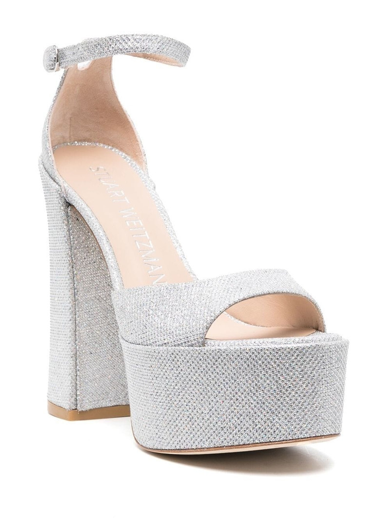 Stuart Weitzman 150mm glittered platform sandals outlook