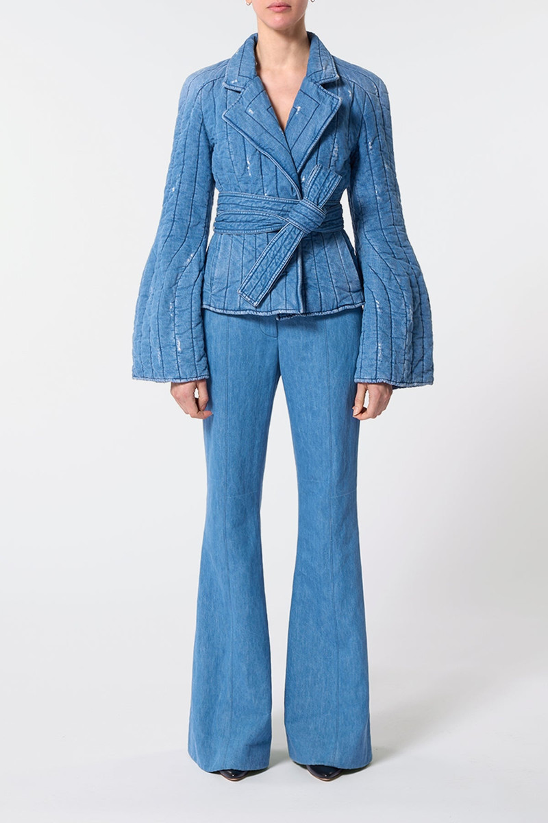 GABRIELA HEARST Merve Jacket in Light Blue Denim Recycled Cotton Linen outlook