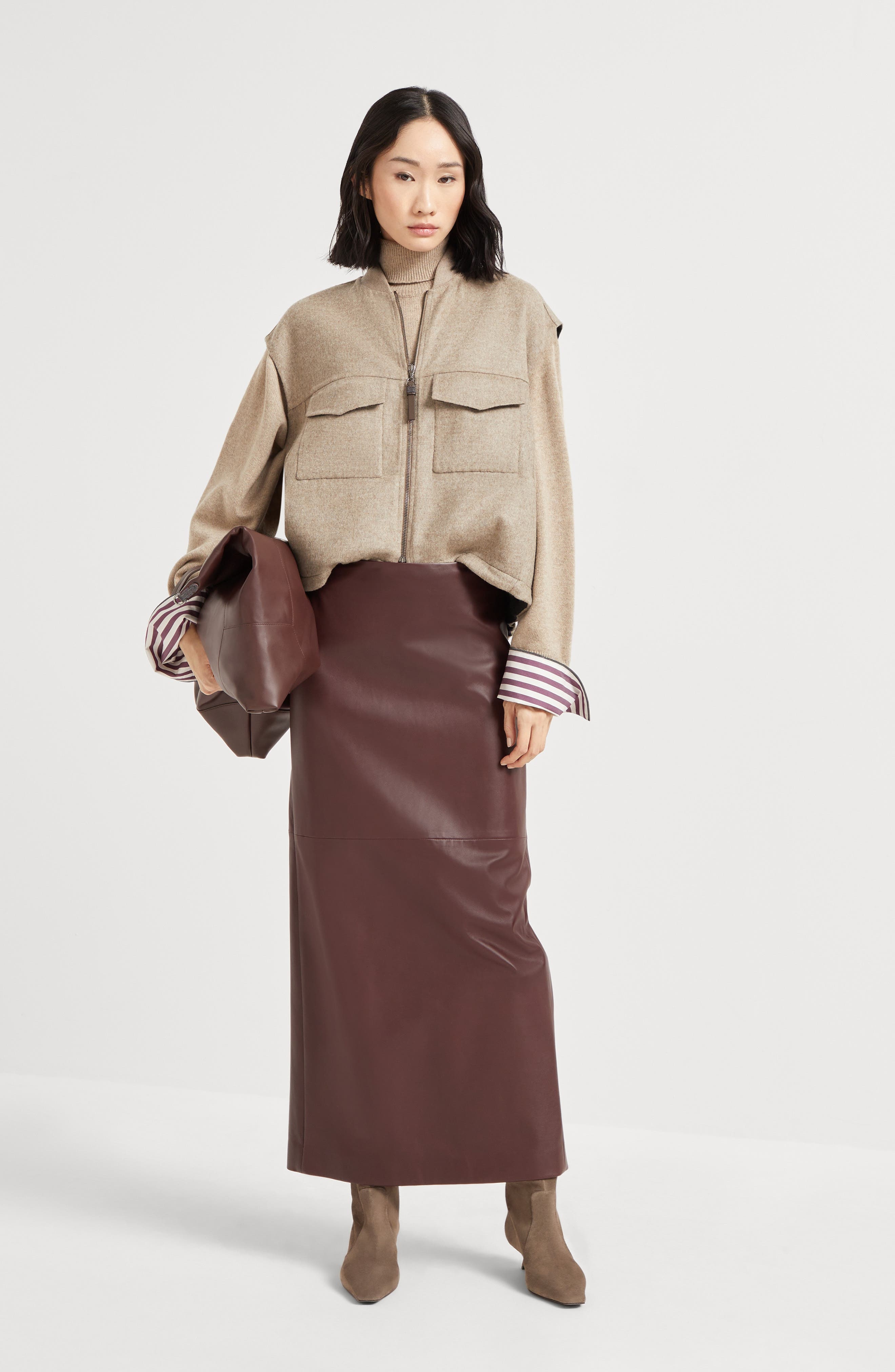 Brunello Cucinelli Long column skirt in Burgundy at Nordstrom - 5