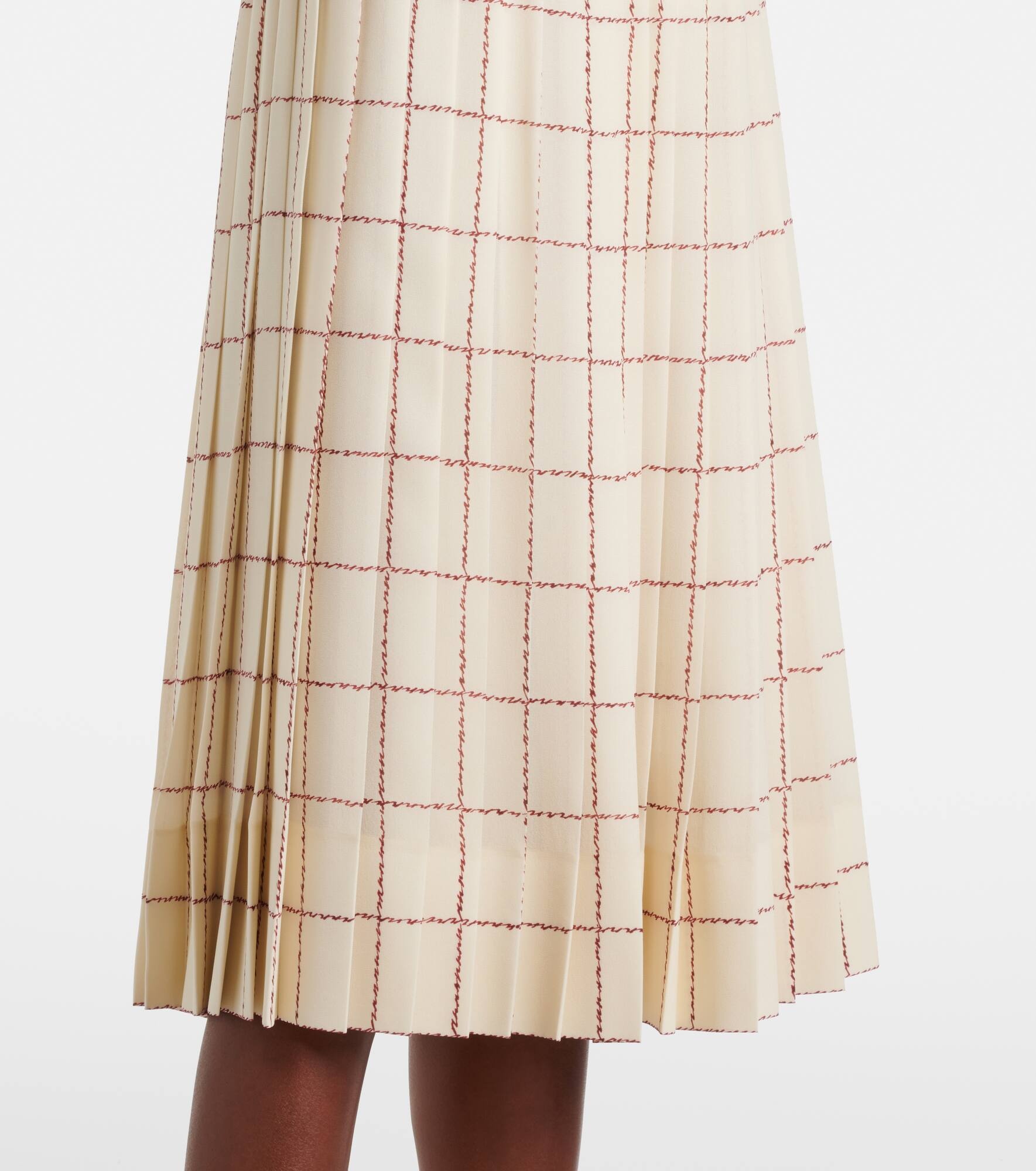 Clea pleated silk sablé midi skirt - 5
