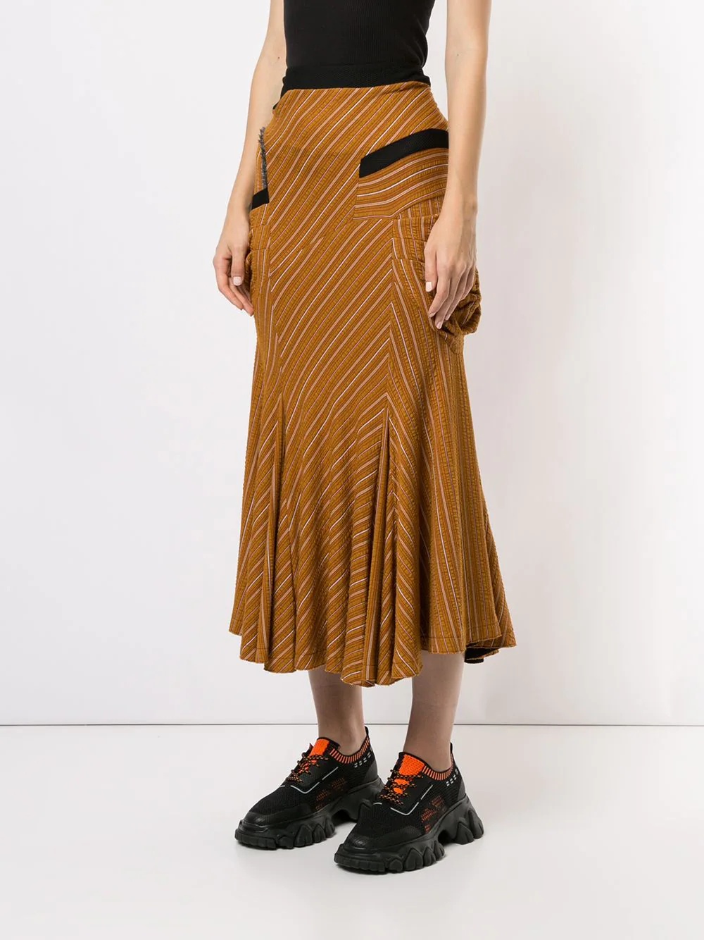 striped flared midi skirt - 3