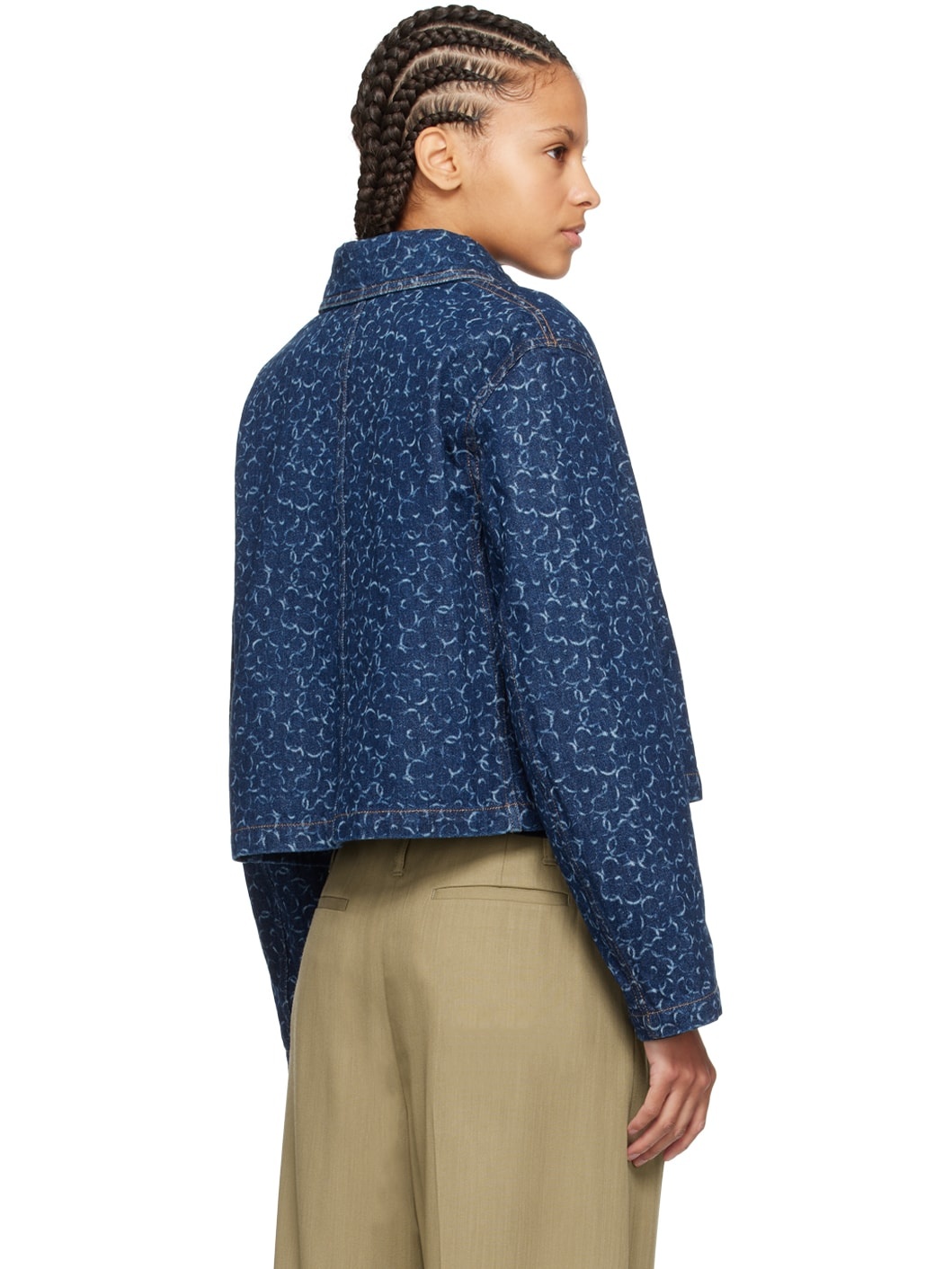 Navy Cropped Denim Jacket - 3