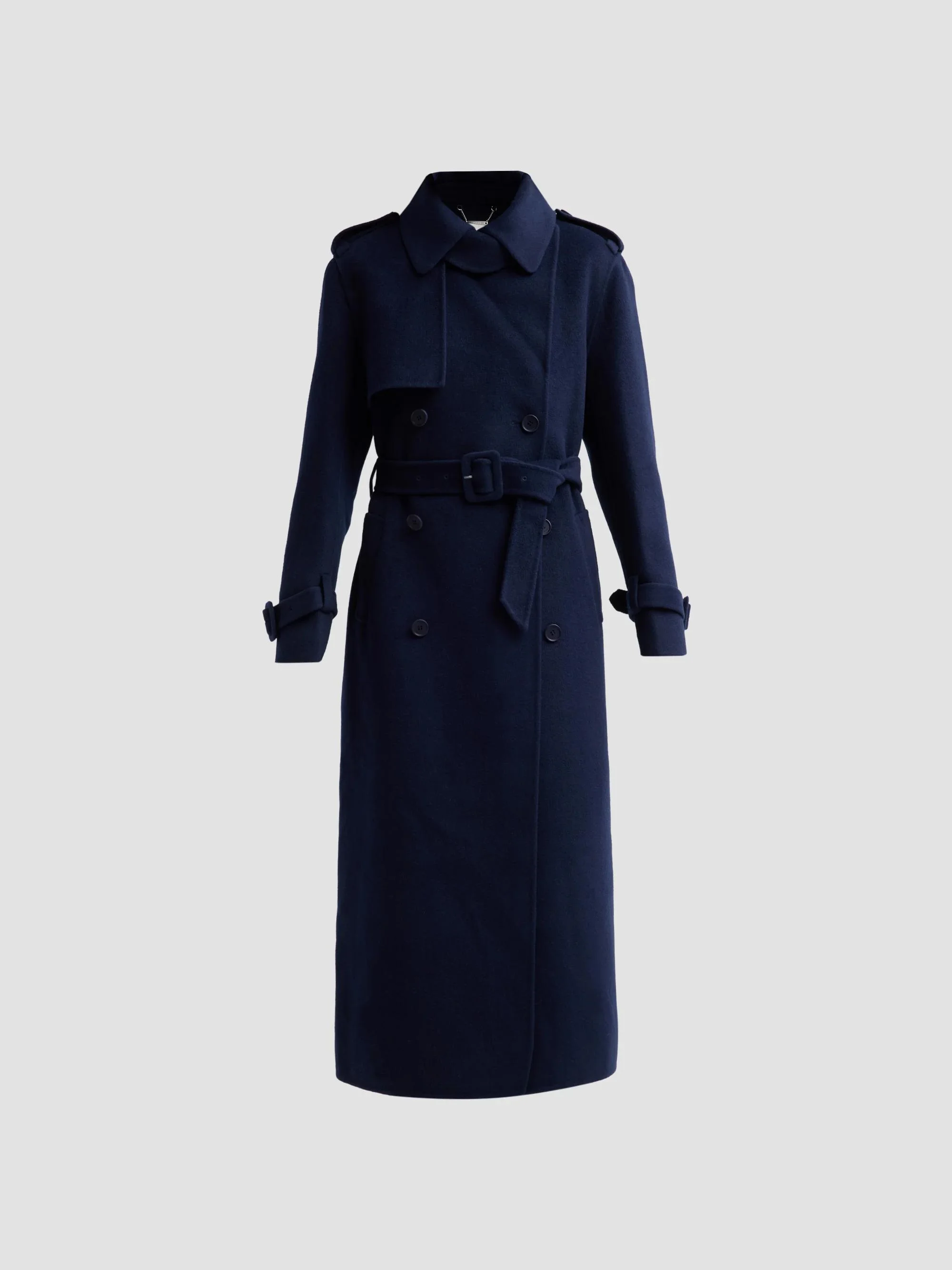 Women's Rumi Wool-Blend Belted Long Coat - Midnight - 1
