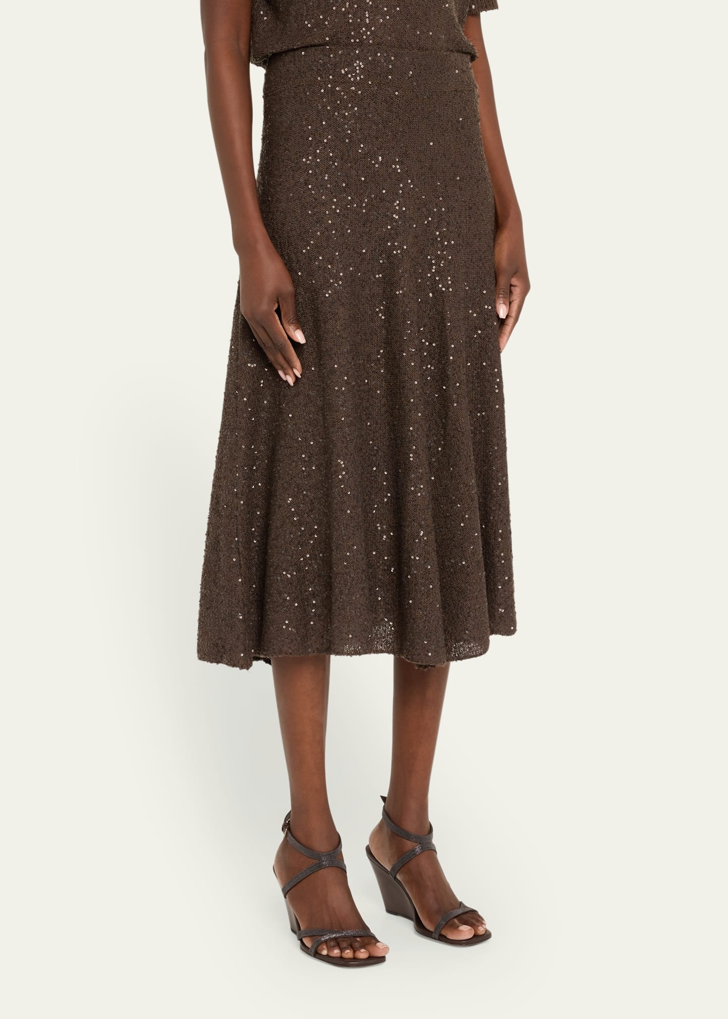 Sequined Cashmere Midi Skirt - 4