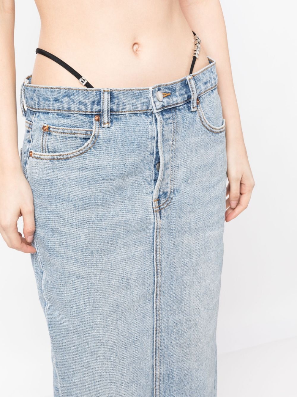 thong-straps denim skirt - 5