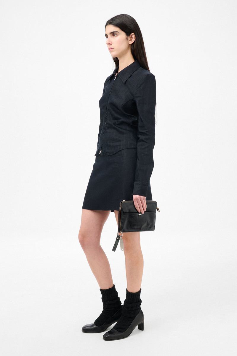 Slim Zip Shirt Night Covert Flex Pinstripe 5