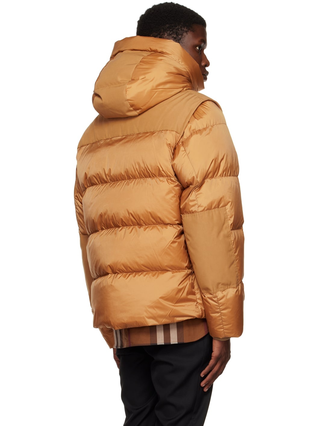 Tan Quilted Down Jacket - 3