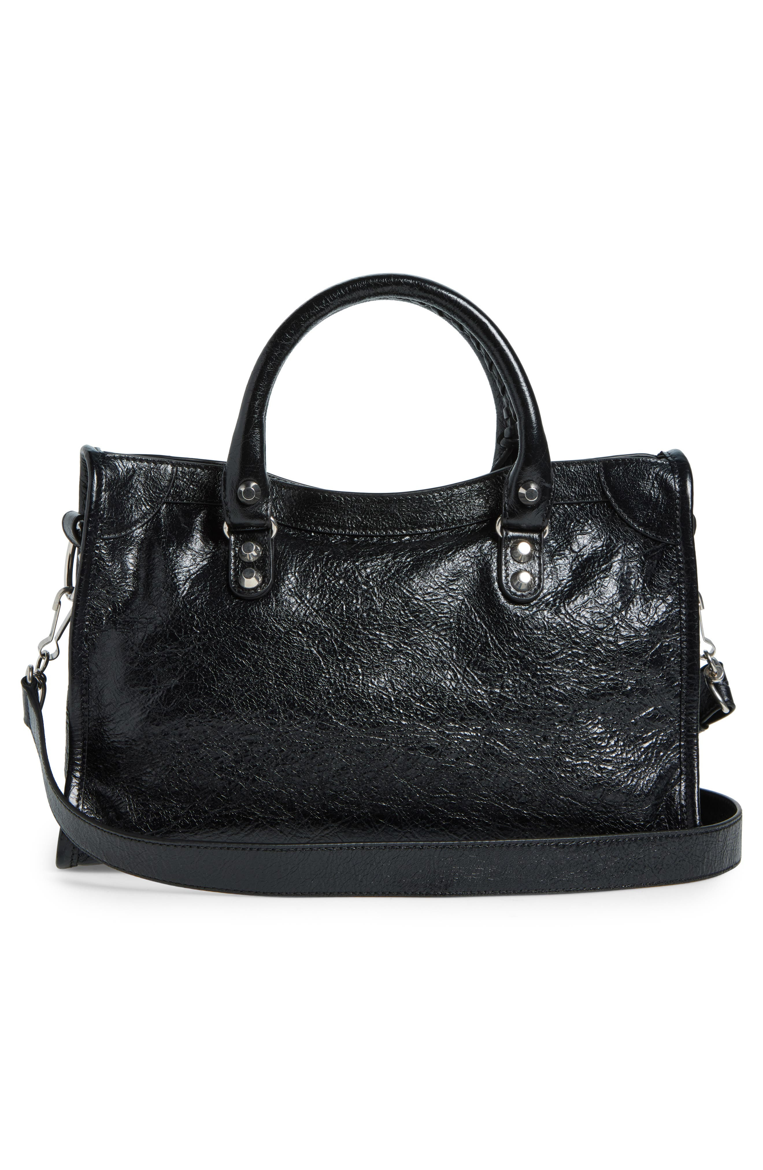 Balenciaga Small Le City Crinkle Leather Top Handle Bag in 1000 Black at Nordstrom - 4