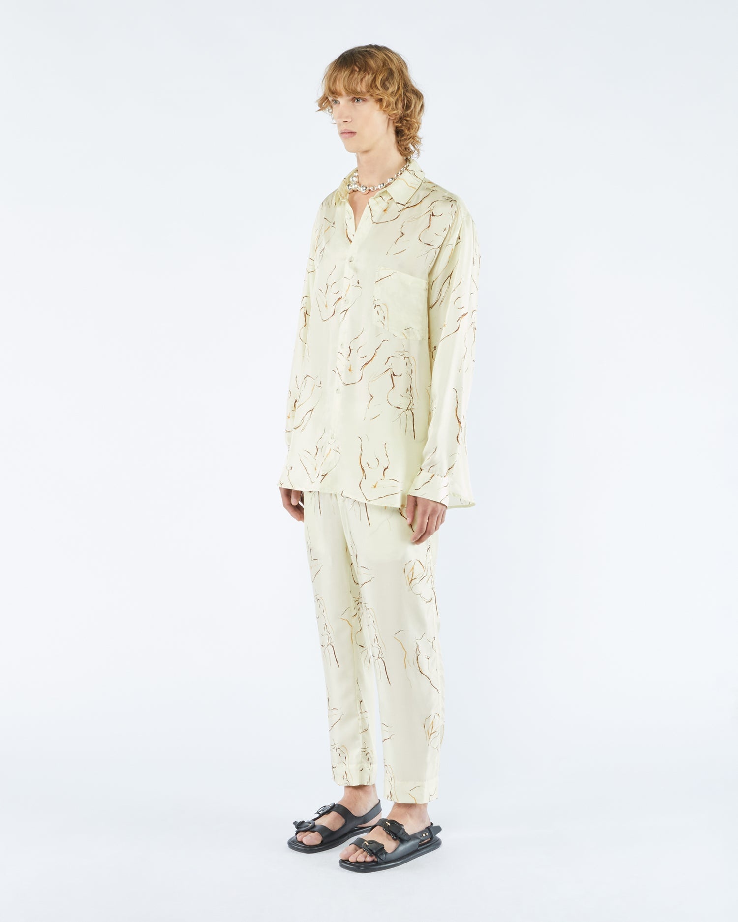 JARI - Twill silk shirt - Line drawing - 3