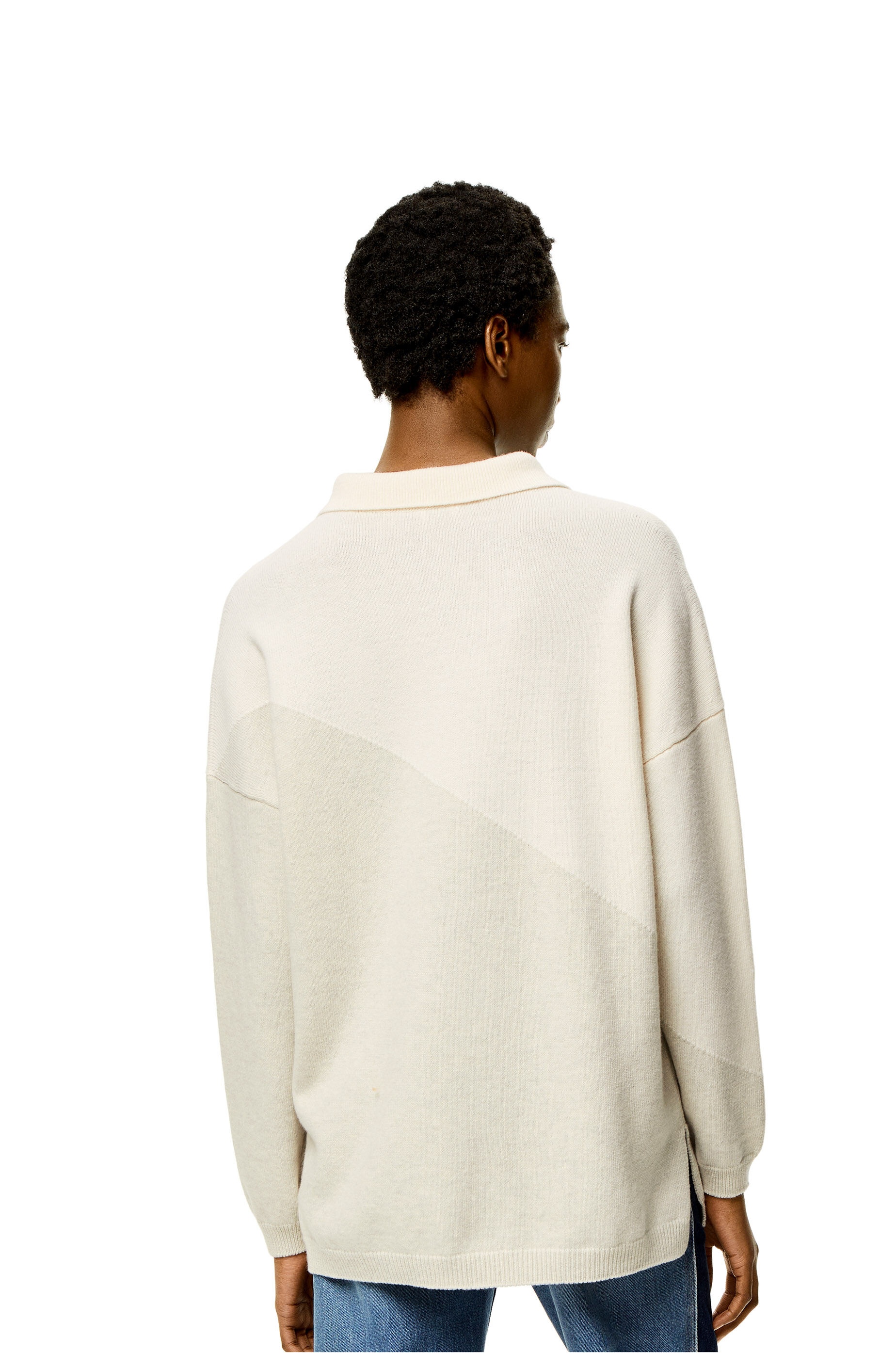 Graphic polo collar sweater in wool - 4