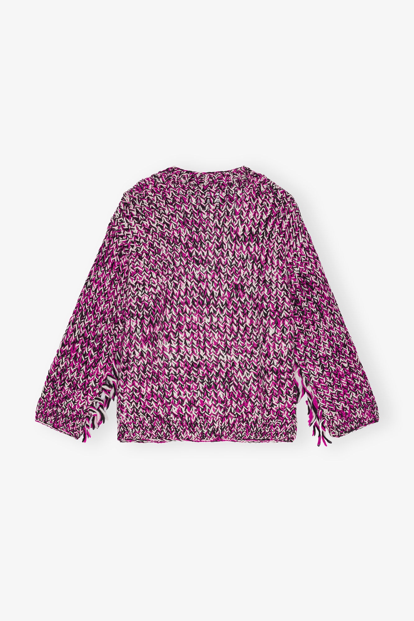 PURPLE FRINGE WOOL HANDKNIT CARDIGAN - 6