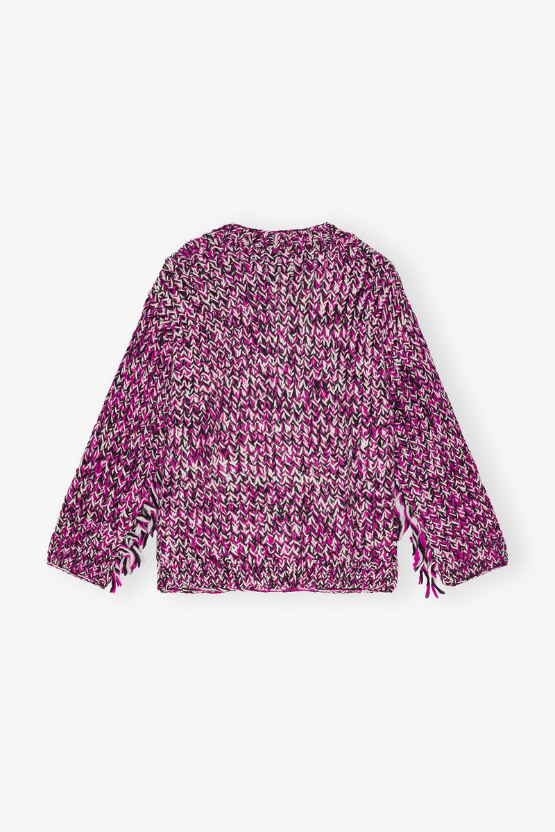 PURPLE FRINGE WOOL HANDKNIT CARDIGAN 6