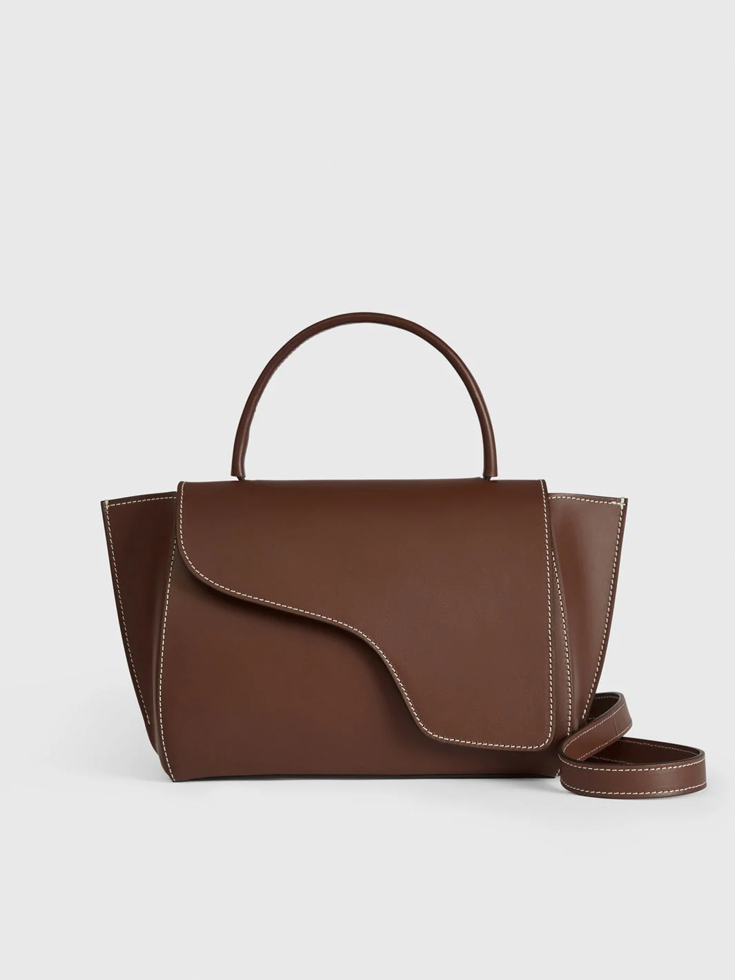 Arezzo Cannella/Contrast Stitch Leather Handbag - 1