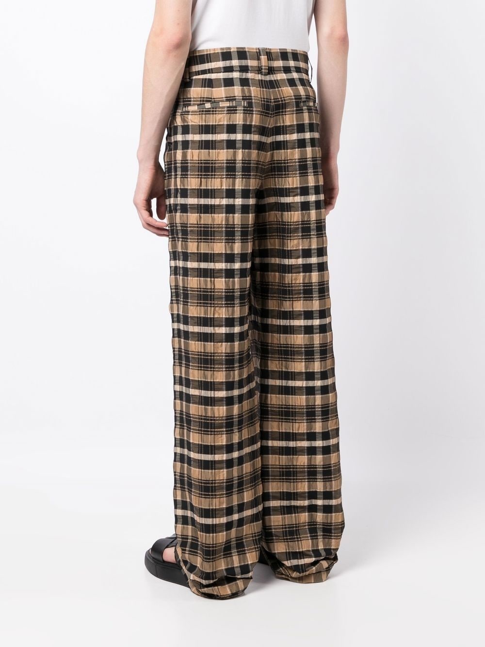 check-print straight-leg trousers - 4