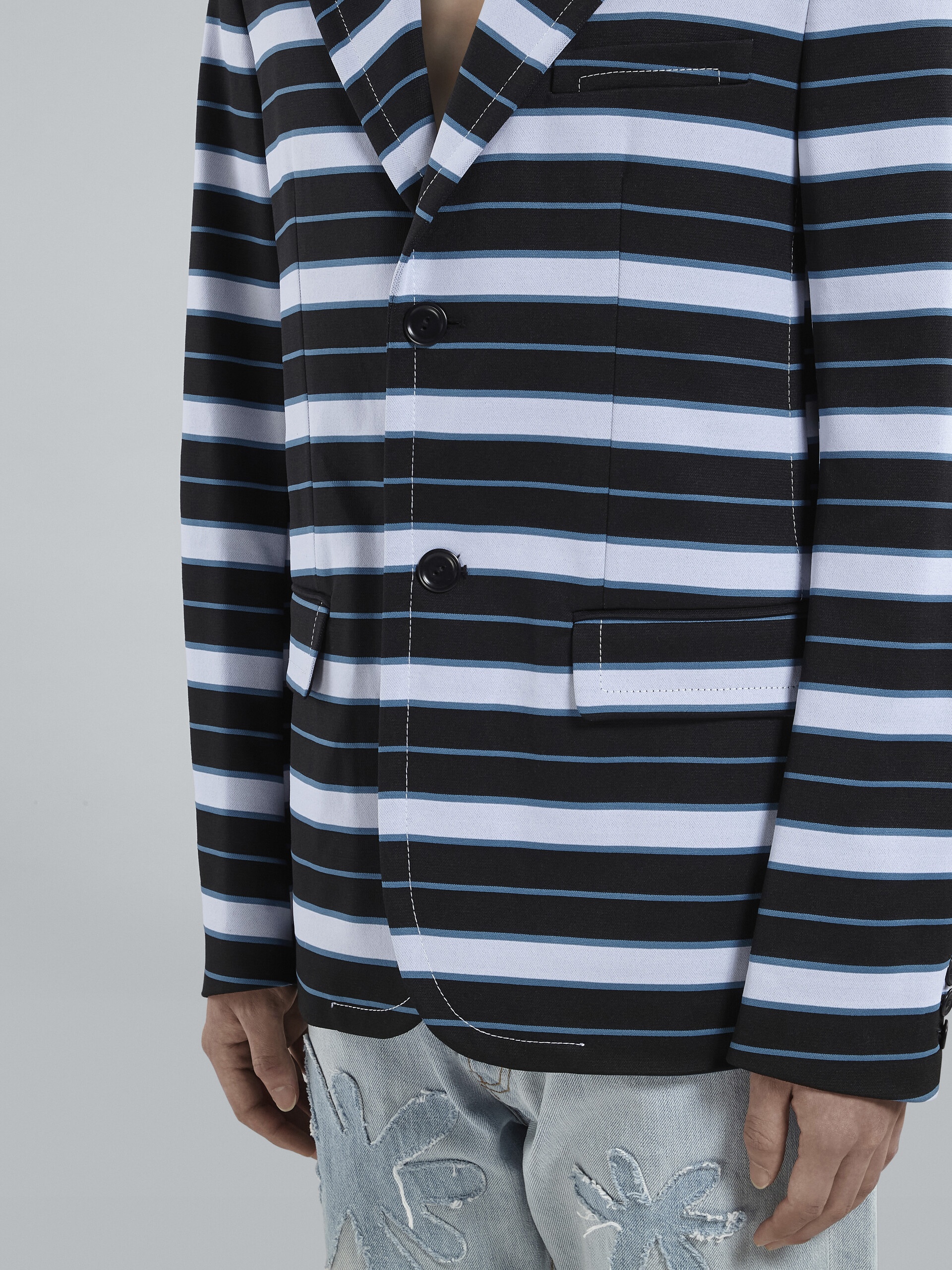 STRIPED TECHNO JERSEY BLAZER - 5
