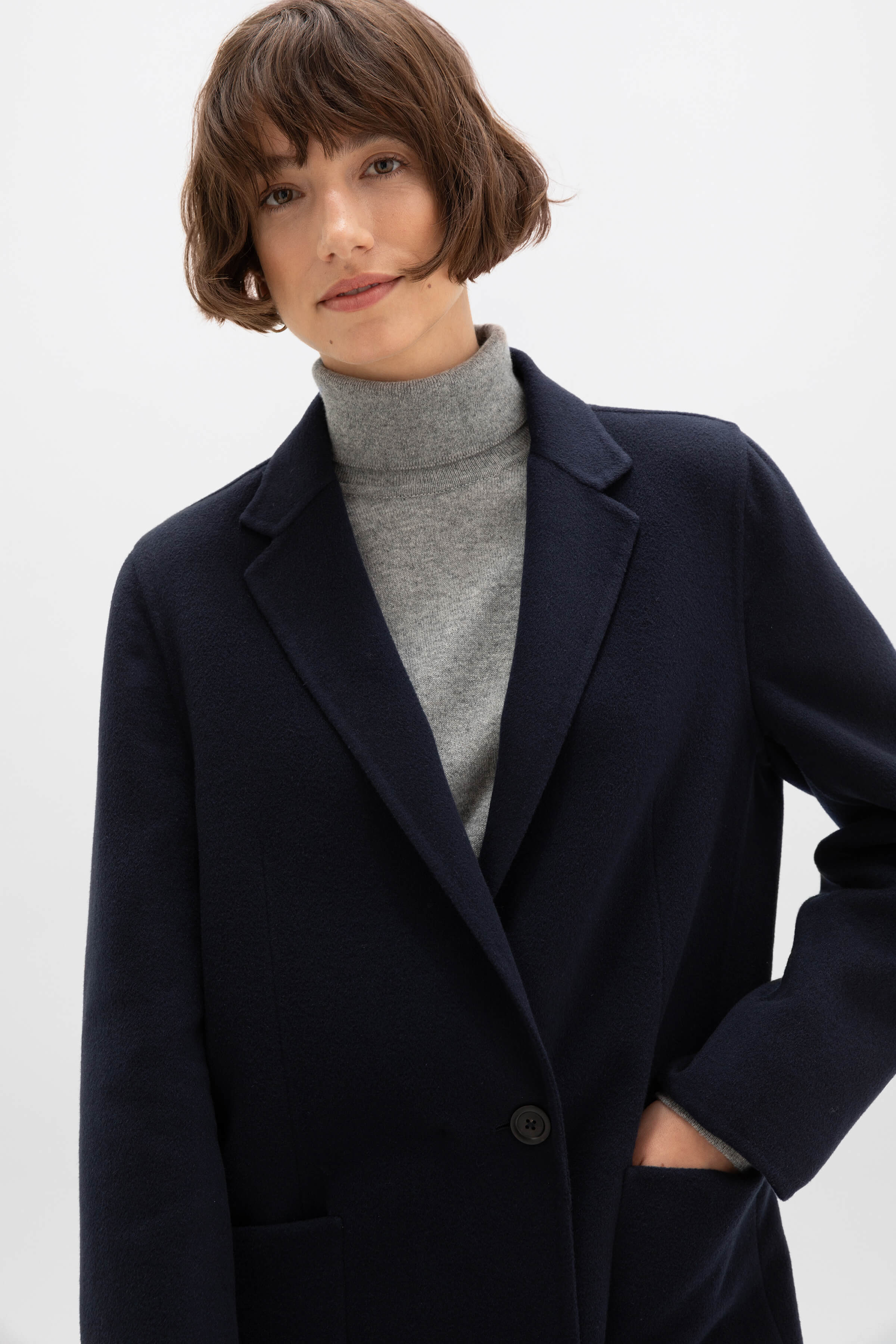 Classic Navy Cashmere Coat - 2