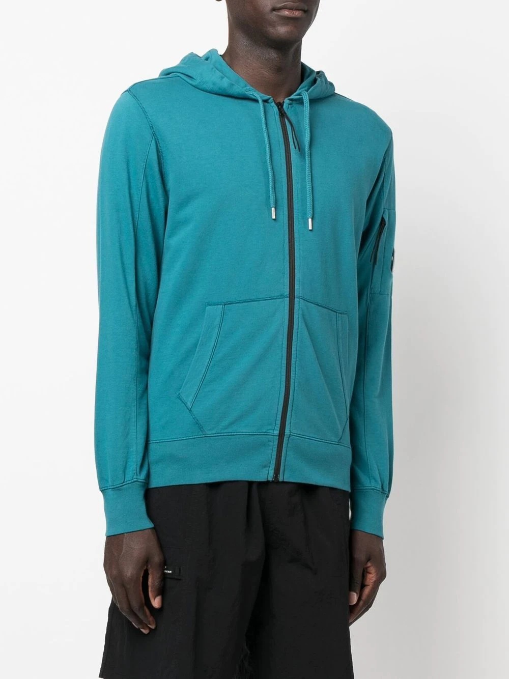 zipped drawstring hoodie - 3