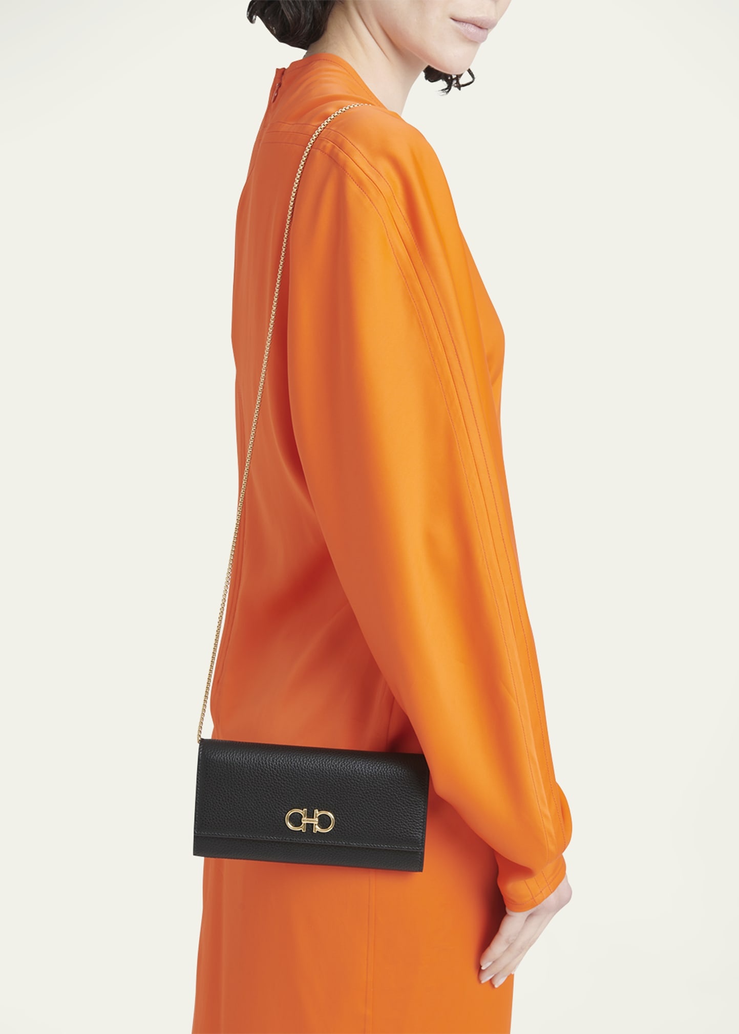 Gancino Flap Leather Wallet with Chain Strap - 5