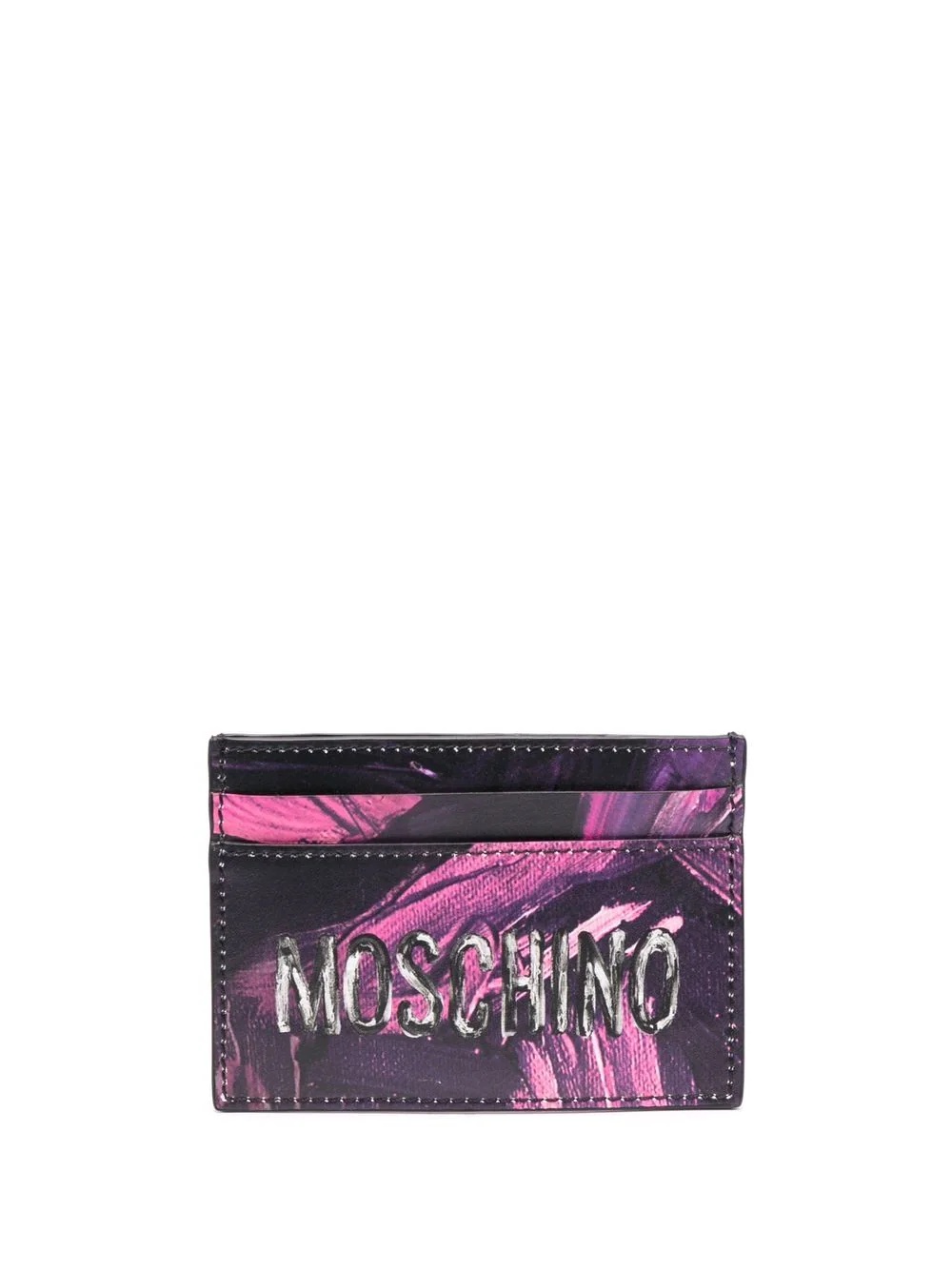 abstract logo-print leather cardholder - 1