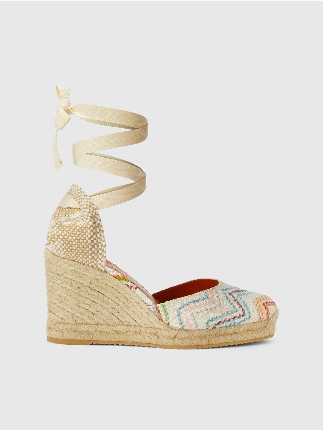 Espadrilles with zigzag pattern and high wedge heel - 1