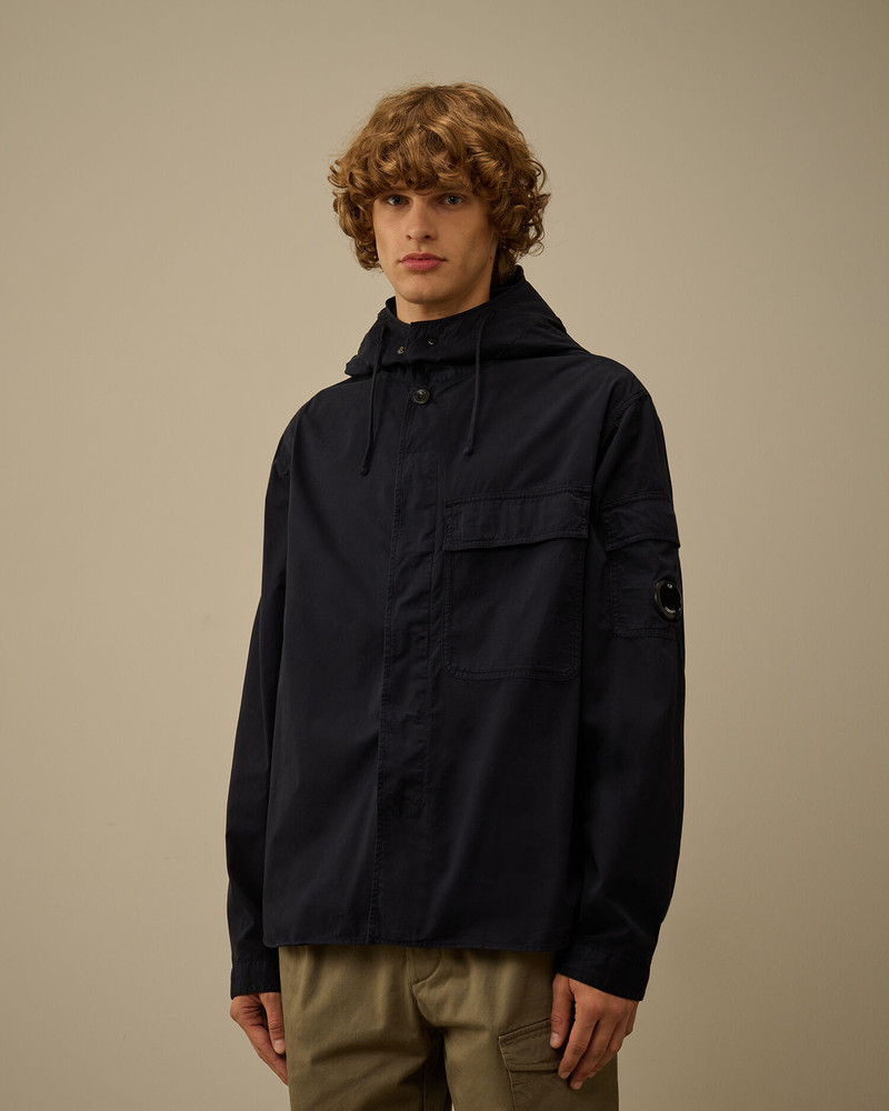 Organic Gabardine Hooded Zipped Overshirt 3