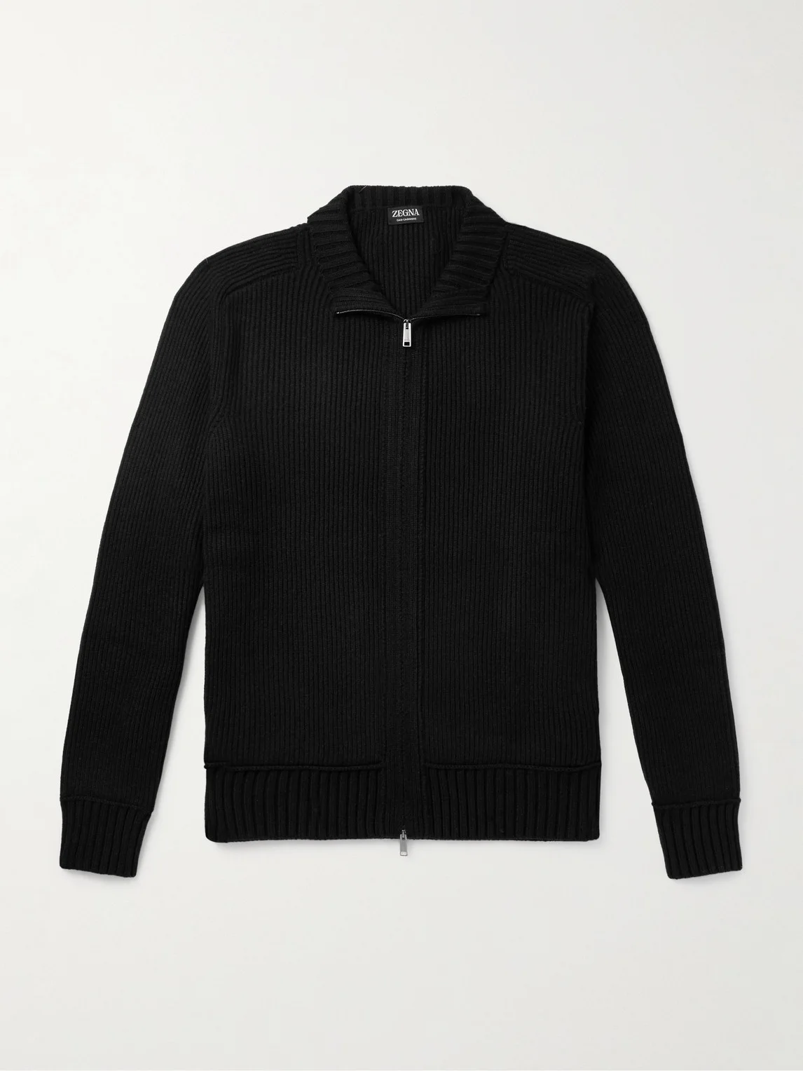 Ribbed Oasi Cashmere Zip-Up Cardigan - 1