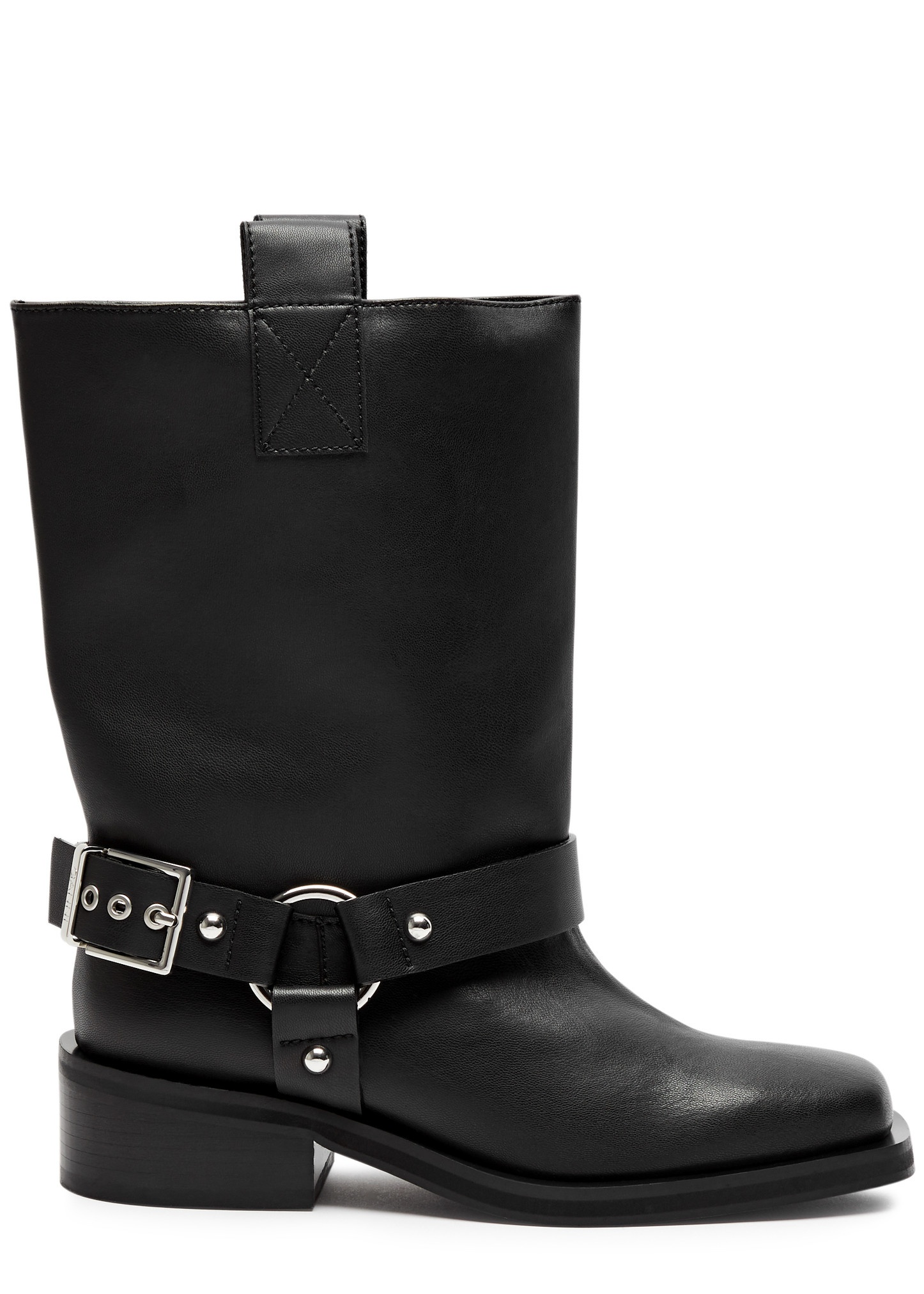 Leather mid-calf biker boots - 1