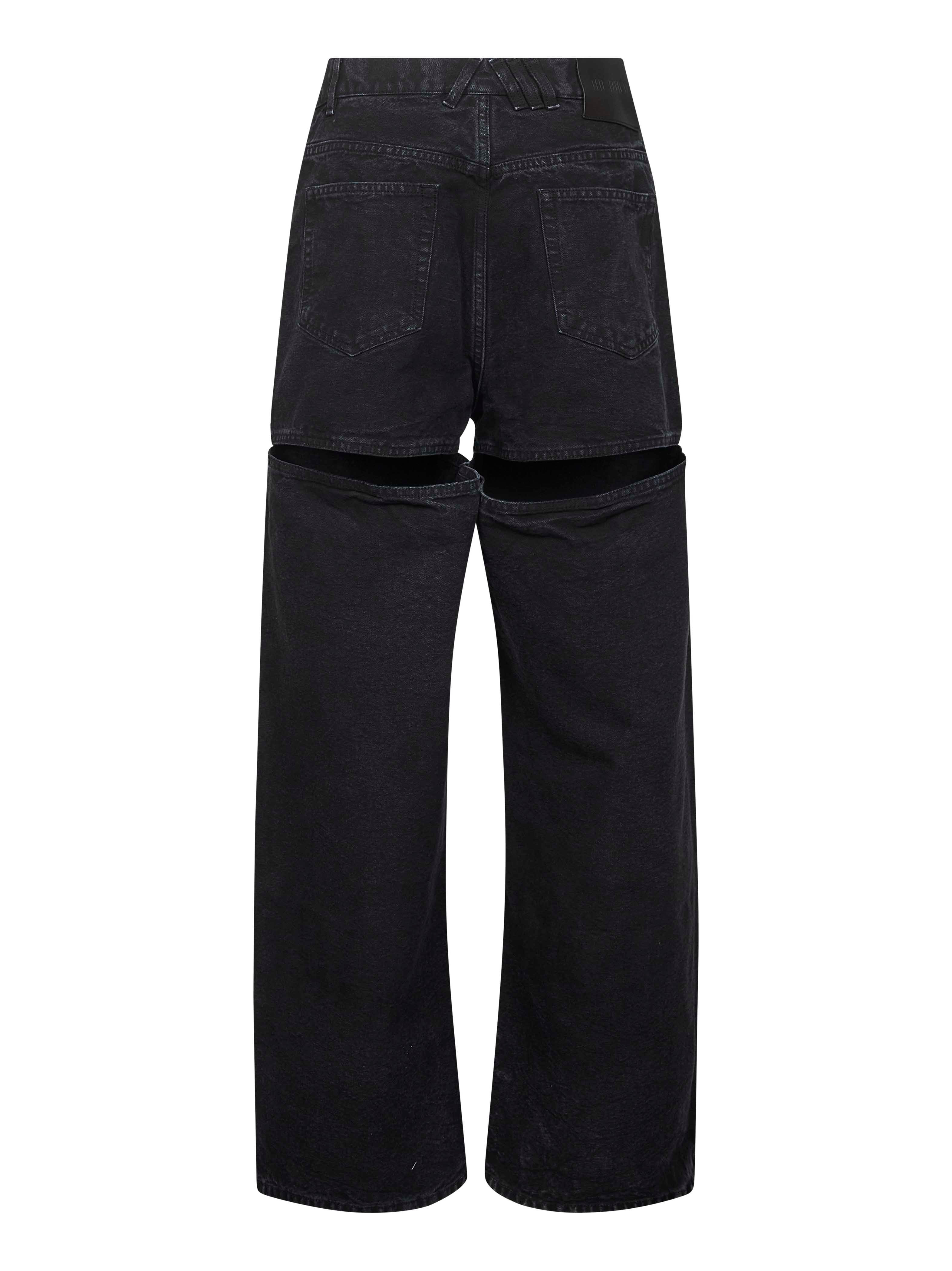Black washed denim cut-out jeans - 2