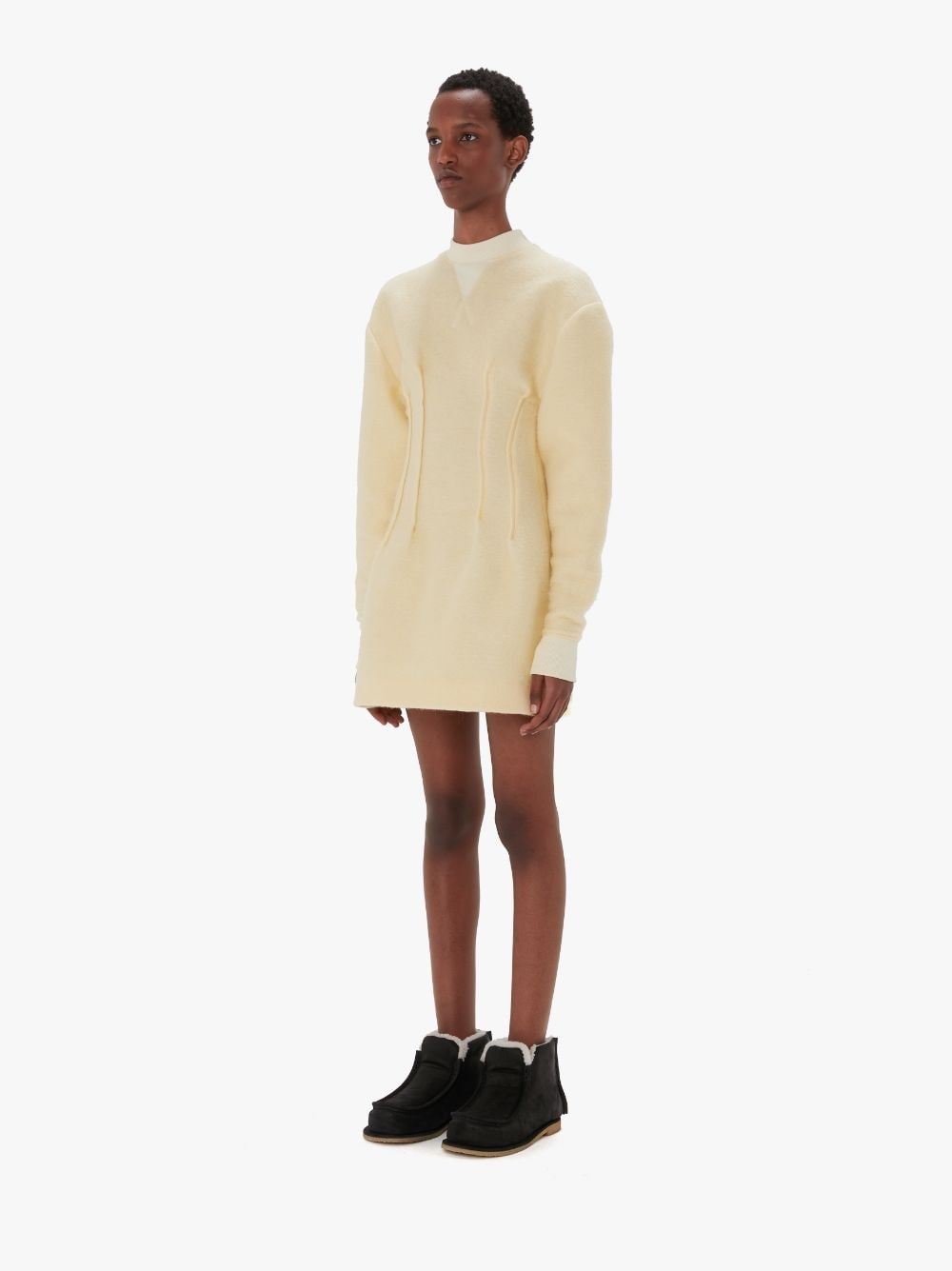 TEXTURED LONG SLEEVE HOURGLASS DRESS - 4